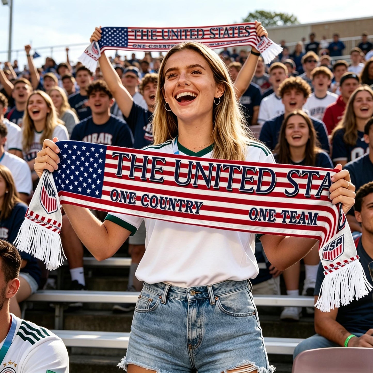 1 Piece Black Double-Sided USA Soccer Shawl, 59 Inch World Cup National Team Flag Print, Sports Fan Accessory for Game Day and Daily Wear