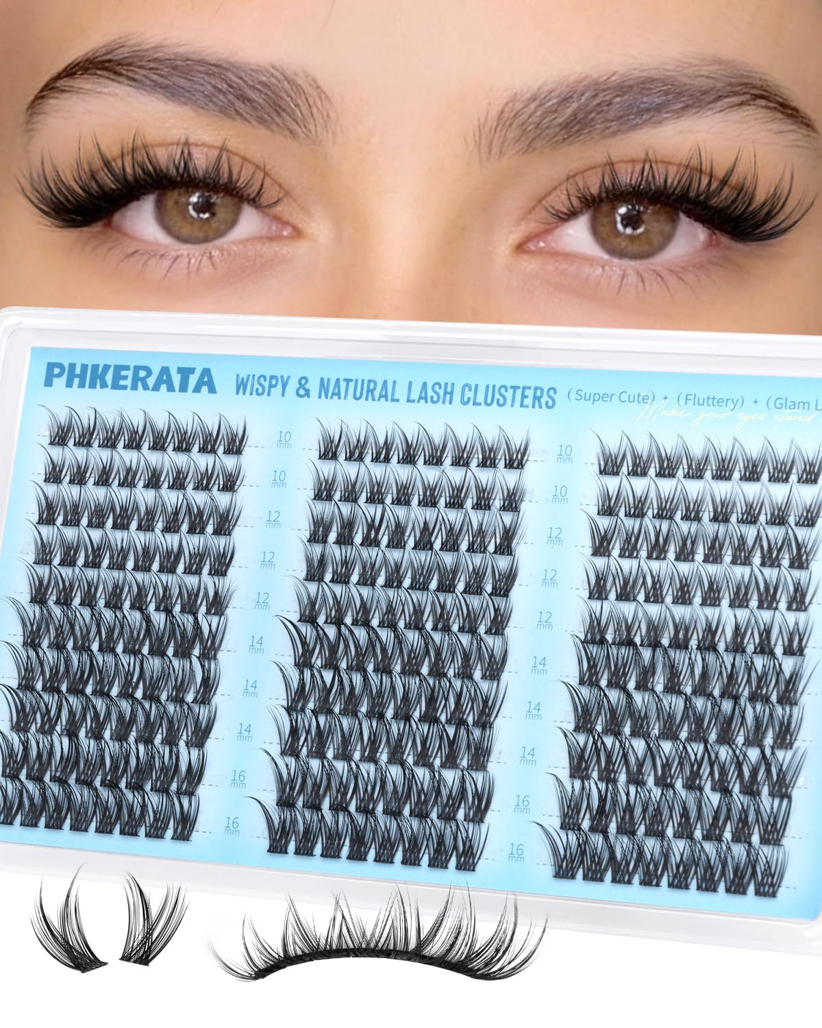 Eyelash Clusters - Natural Wispy Lash Extensions 240 Pcs | DIY Soft C Curly 10-16mm Individual Lashes