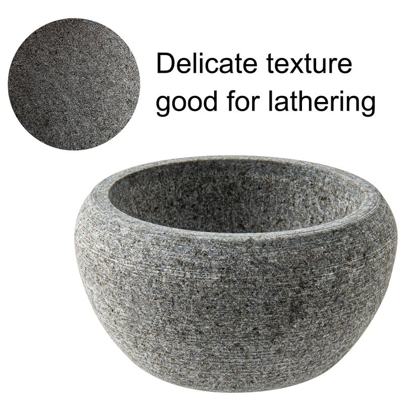 Shaving Soap & Cream Bowl for Men, Natural Granite Stone, Keep Warm Better, Easier to Lather