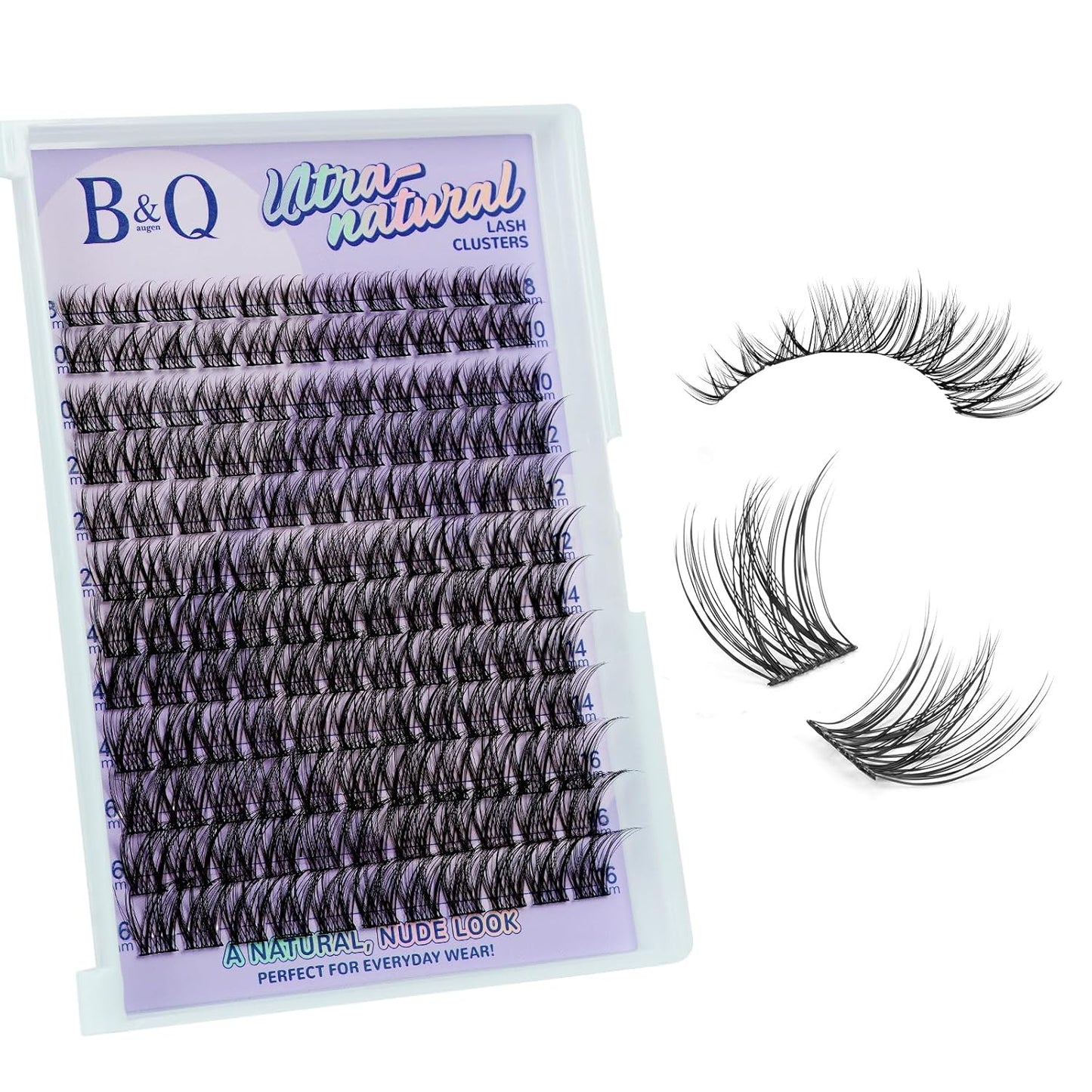 Eyelash Extension Kit - 10-18mm D Curl Lash Clusters with Bottom Lashes | DIY Bond & Seal Applicator