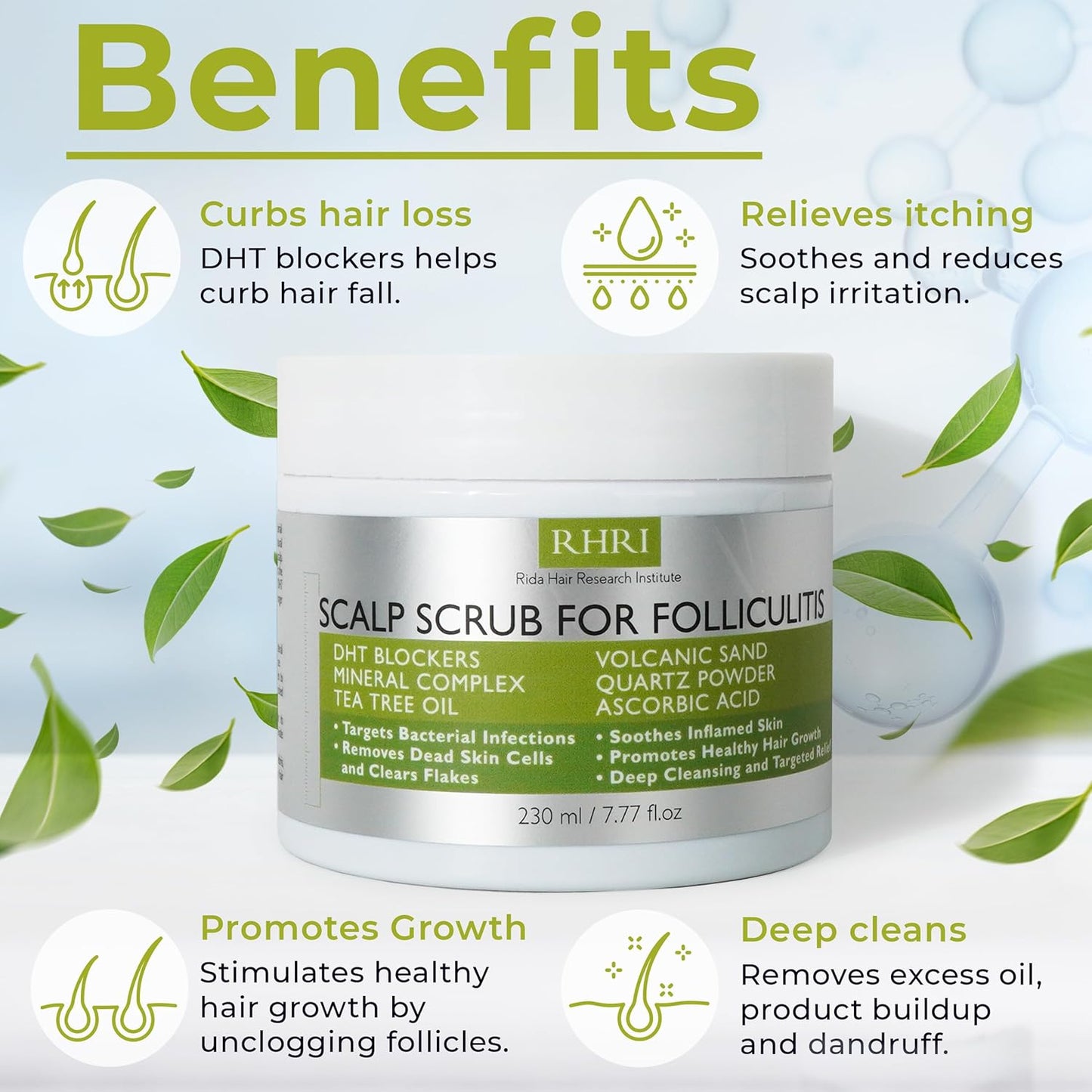 Anti-Fungal Scalp Scrub for Folliculitis - Pre-Shampoo Treatment for Dandruff, Psoriasis & Seborrheic Dermatitis