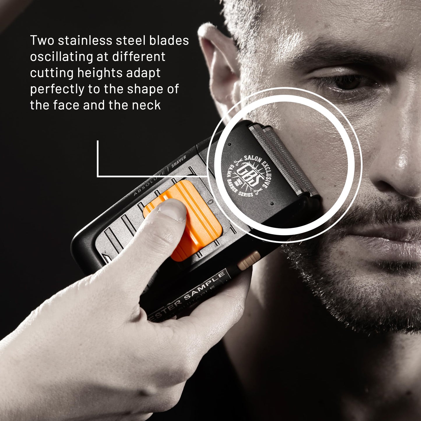 GA.MA GBS Absolute Shaver, Corded & Cordless Professional Grooming Tool with Retractable Detail Trimmer, Dual Oscillating Blades, 90 Min Runtime