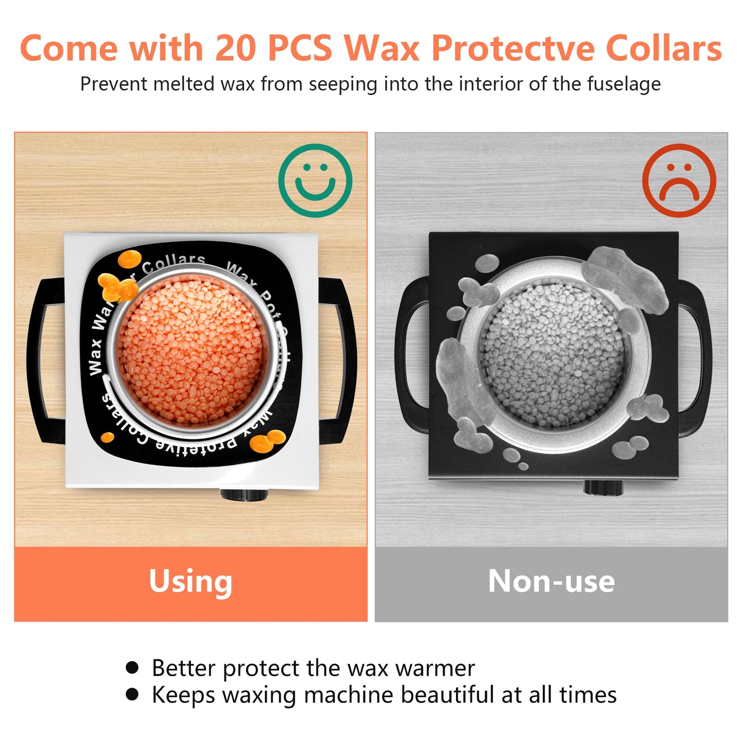 Professional Wax Warmer Single Pot Waxing Kit for Painless Hair Removal, Women Men Portable Wax Heater Machine with Adjustable Temperature Set, 50pcs Sticks, 20pcs Protective Collars