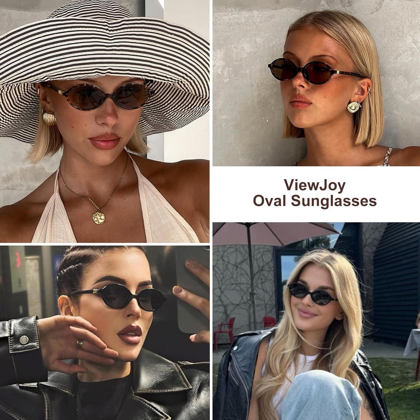 Retro Oval Sunglasses for Women - Vintage 90s Y2K Trendy Designer Eyewear | UV Protection