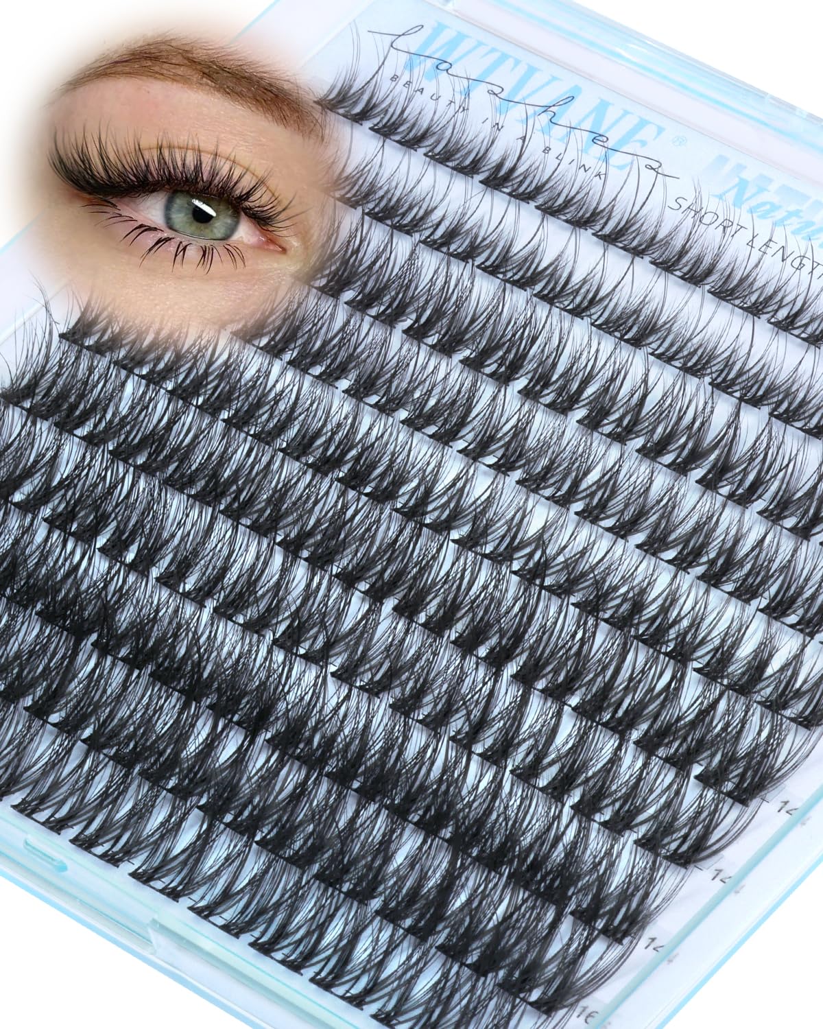 Wtvane Wispy Lash Clusters Fluffy Eyelash Clusters Lashes 10-16mm Natural Cluster Eyelash Extensions CD Curl Incividual Lashes Clusters with Thin Band Soft Wear DIY Wispy Lash Extensions for Daily