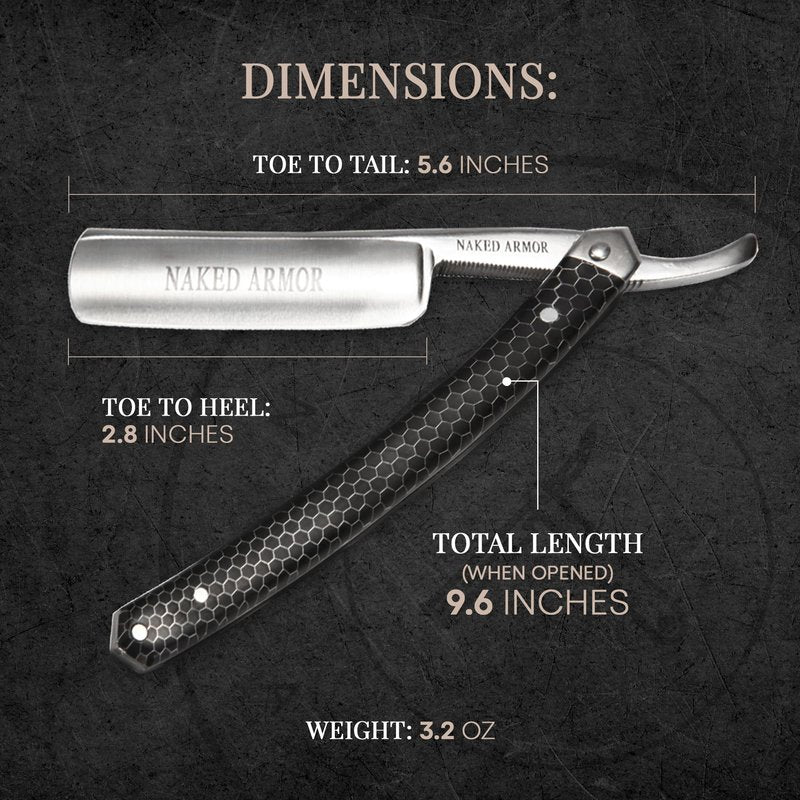 Naked Armor Elyan Straight Razor - Shave Ready 7/8" Round Nose Japanese Steel Straight Razors for Men with Resin Scale, Case Included, Close Shave