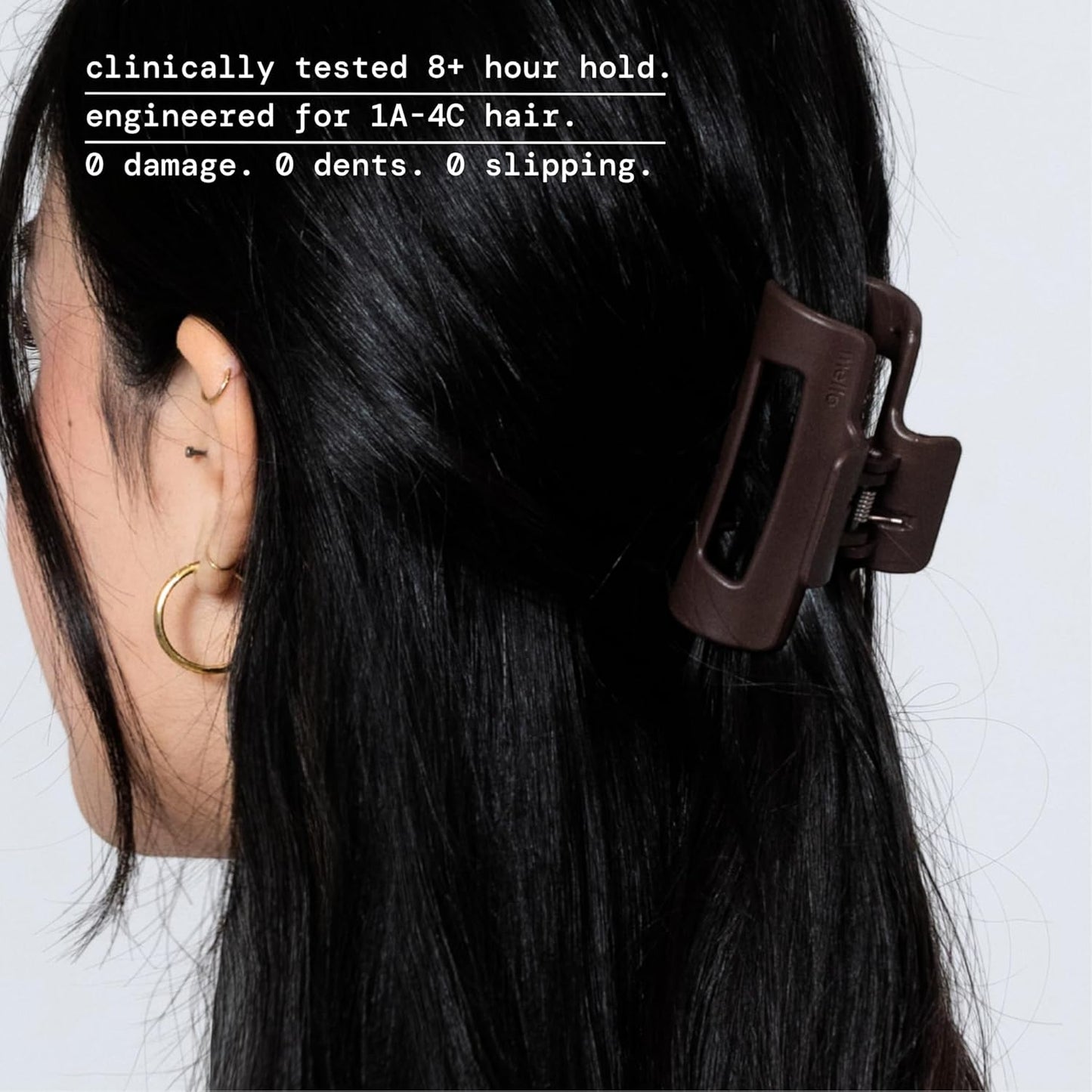 Mello Small Hair Clip - Durable Flexible Comfort Hair Claw for Strong Hold | Dark Brown, Small