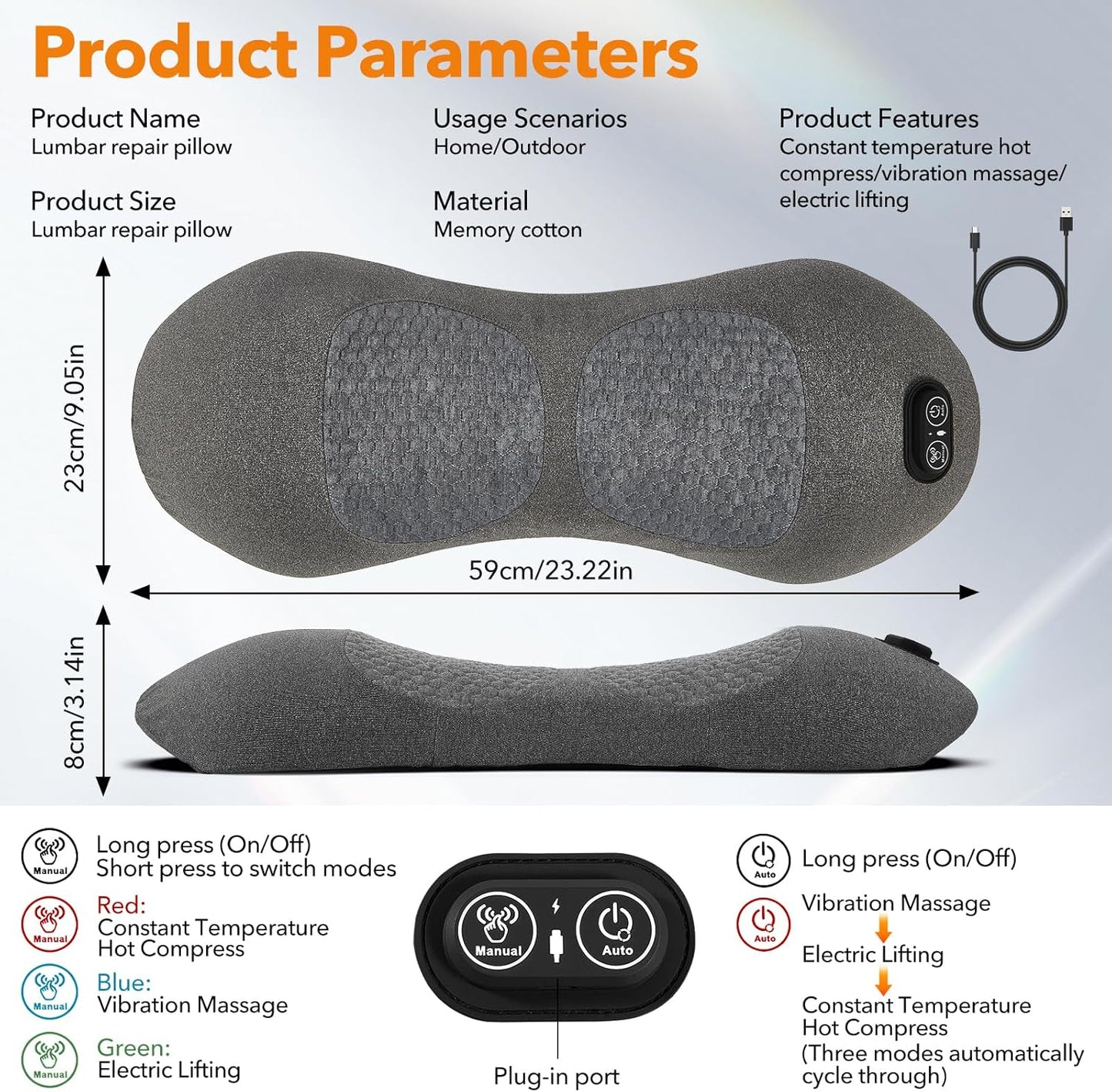 Triple Fusion Back Massager - Smooth Spine Pain Relief Device with Heat | Deep Tissue for Sciatica & Lower Back Pain