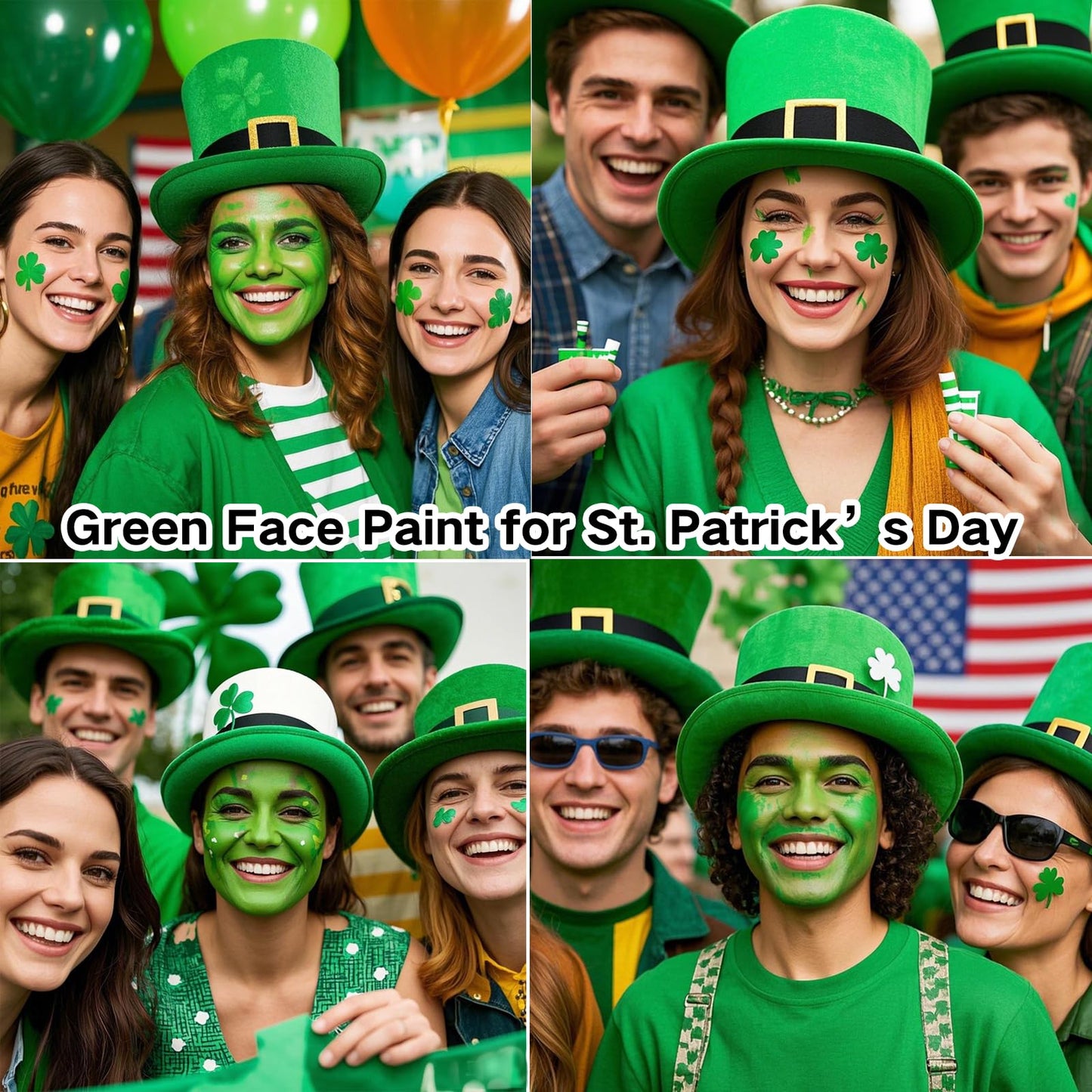 MEICOLY St Paddys Green Face Body Paint Stick(1.06 Oz), St.Patrick’s Day Accessories,Green Face Paint for Halloween Elphaba Witch Makeup,Hunting Hulk Camo Face Paint,Green Eye Black