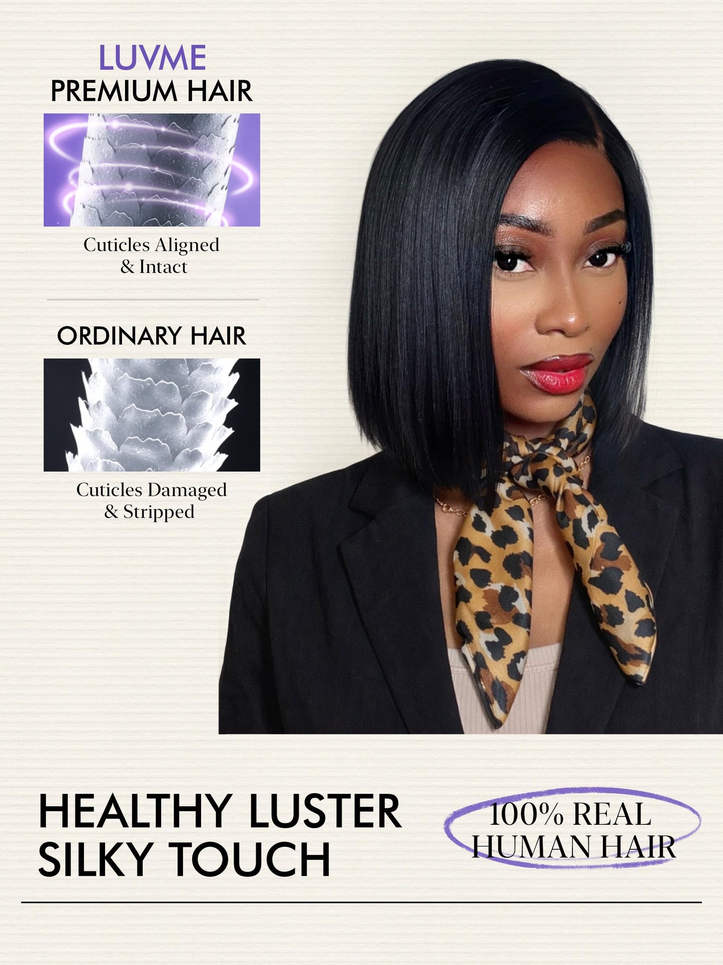 LUVME HAIR Bob Wig 100% Human Hair Wigs Glueless Lace Front 200% Density 14 Inches Bob, Pre Cut Plucked Lace Short Wig Ready To Go Natural Color Straight Bleached Knots Side Part Black Wigs