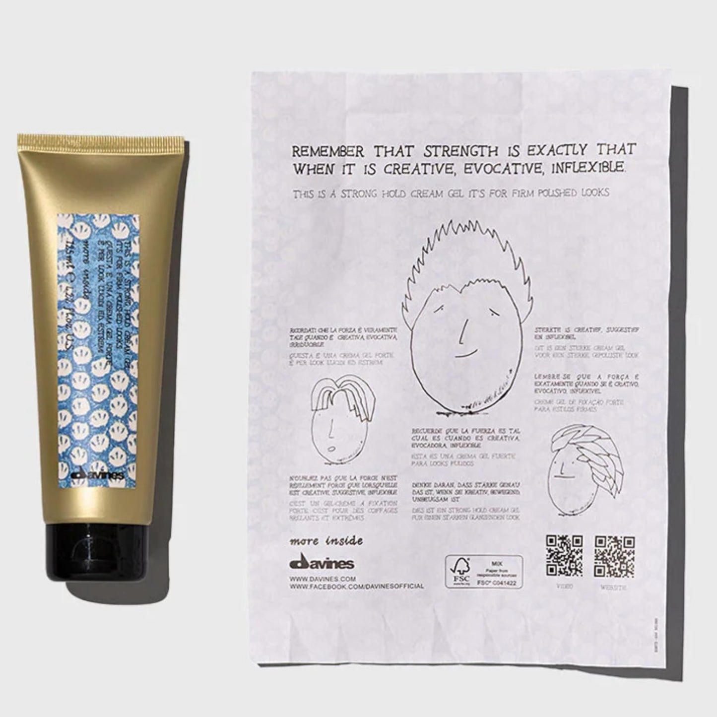 Davines This Is A Strong Hold Cream Gel, Strong Hold Definition & Structure - Cream-Gel Hybrid for Wet Looks - Quick Drying & Residue Free, 4.23 Fl Oz