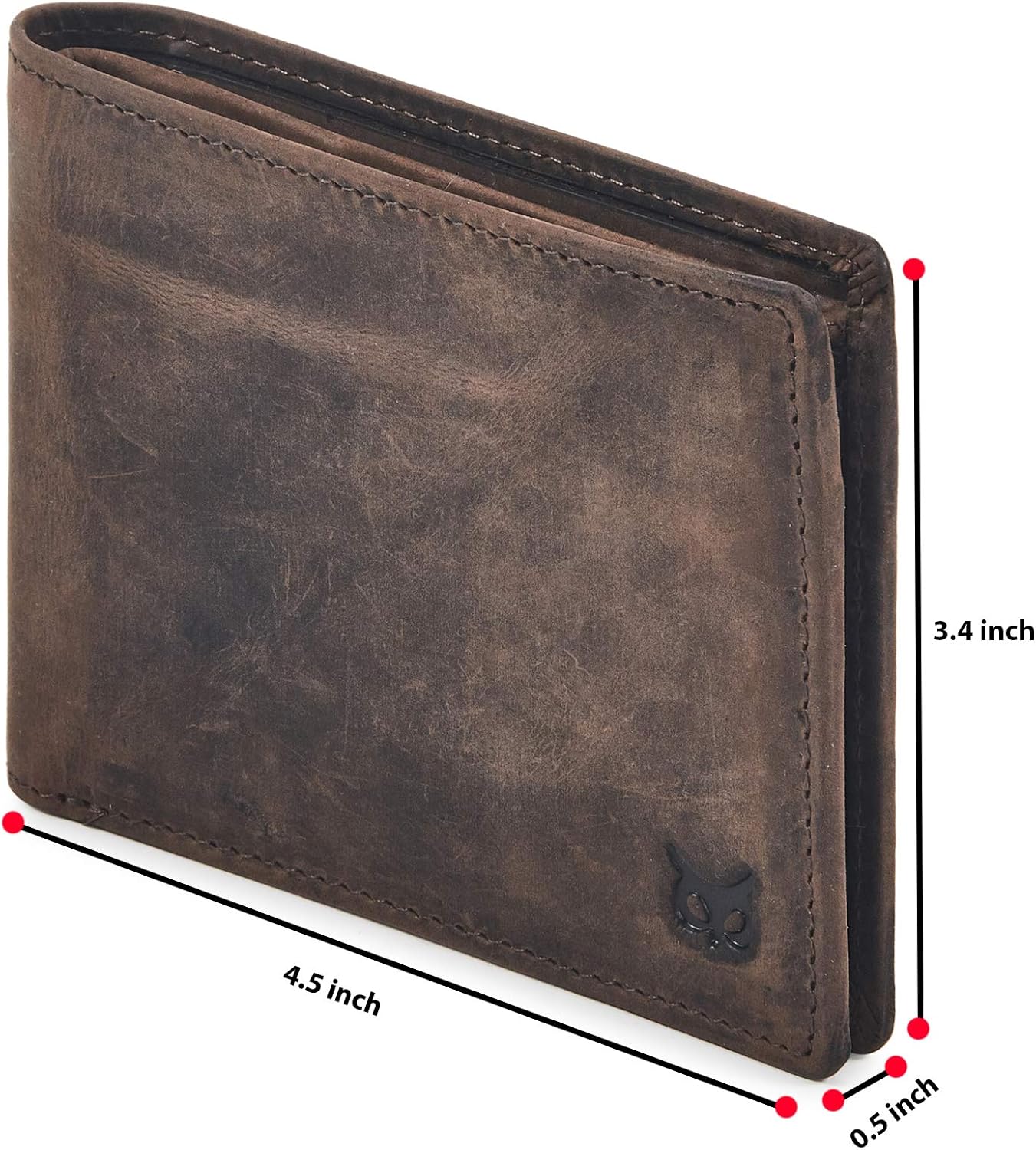 Real Leather Mens Bifold Wallet | RFID Blocking Slim Minimalist Design - Thin & Stylish with ID Window in Gift Box (Crazy Horse, Coffee)