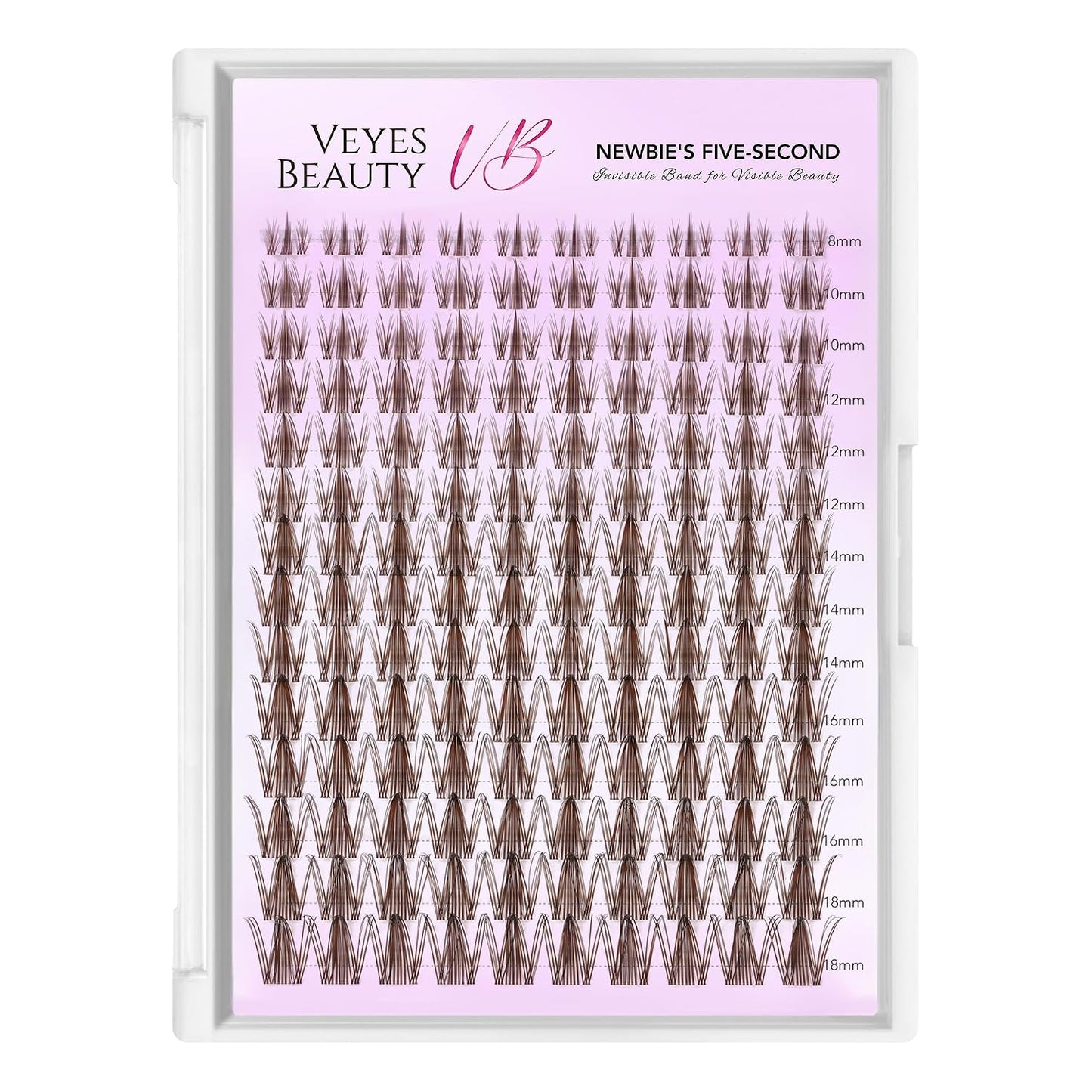 Brown Manga Lash Clusters - DIY Individual Eyelash Extensions with Thin Invisible Band | 8-18mm Mixed Lengths for Easy Self-Application