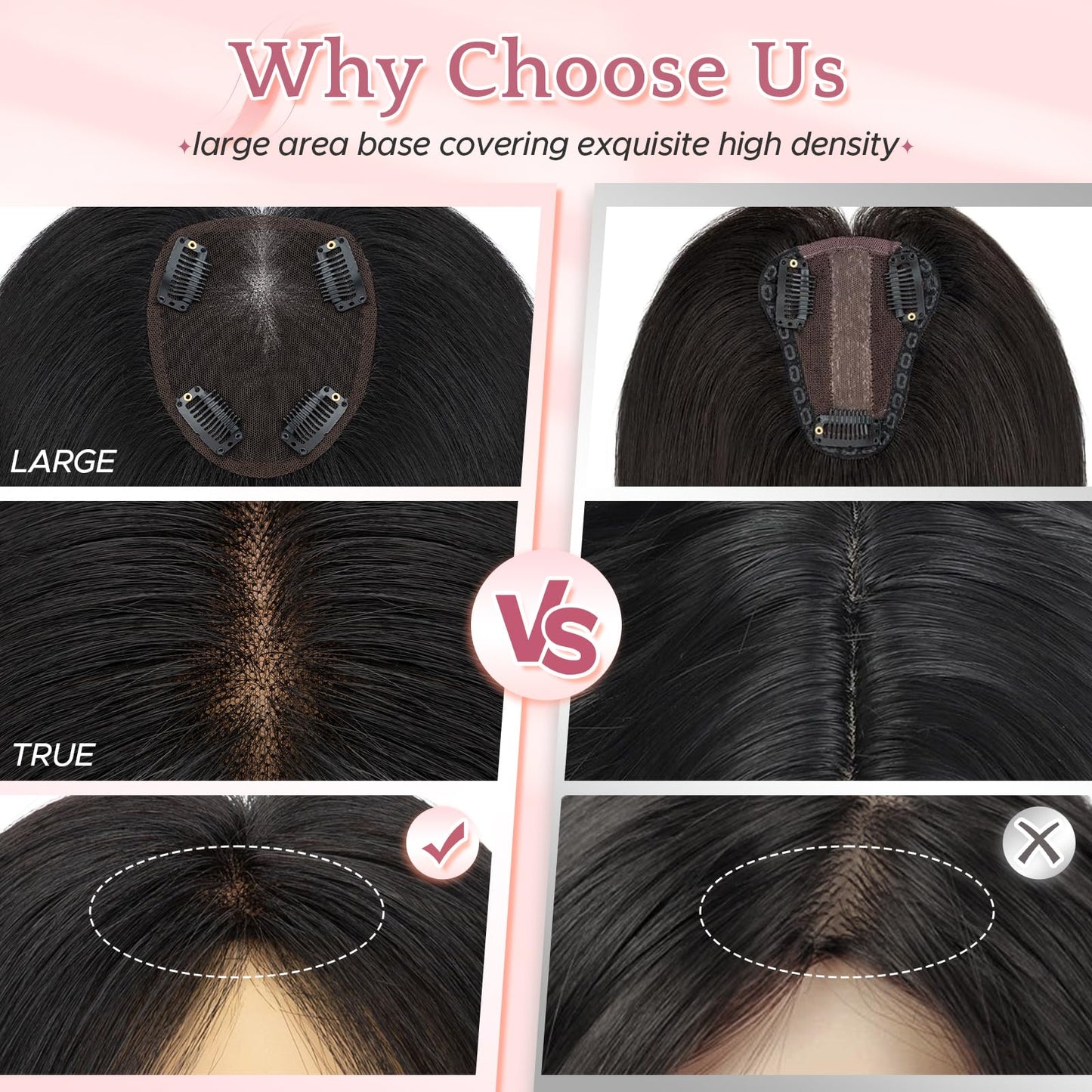 SEGO SEGOHAIR Human Hair Topper 3.94"x4.72" Lace Hair Toppers for Women, Clip In Topper Hairpieces for Women Thinning Hair, Volume Boosting, Daily Use (11Inch #1B Natural Black)