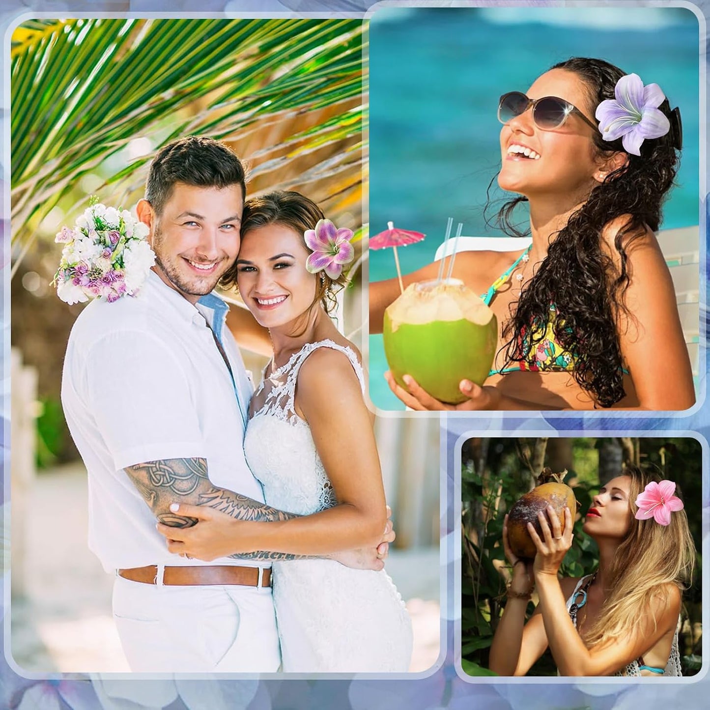 Lily Flower Hair Clips - 5 Pcs Artificial Floral Barrettes for Beach & Summer | Perfect for Women & Girls