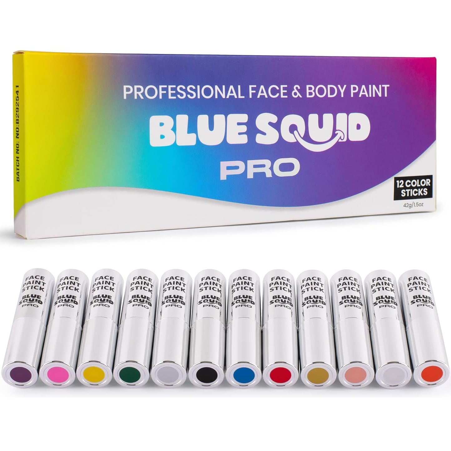 Blue Squid Face Paint Stick Set - 12 Waterproof Colors for Kids & Adults | Vegan, Non-Toxic Makeup for Cosplay & Sports