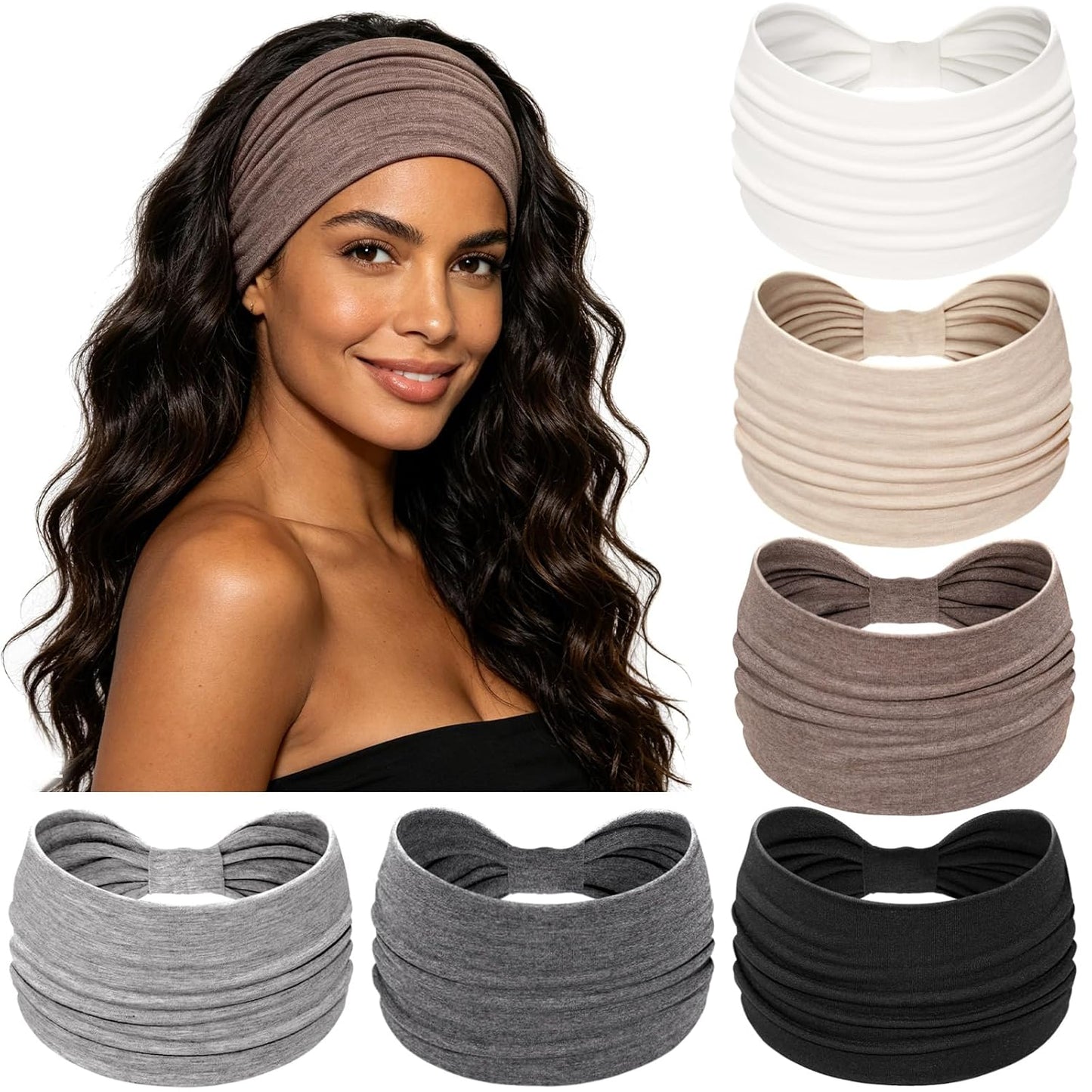 Wide Headbands for Women - No Slip Knotted Turban Hair Accessories | Dark Green Boho Style