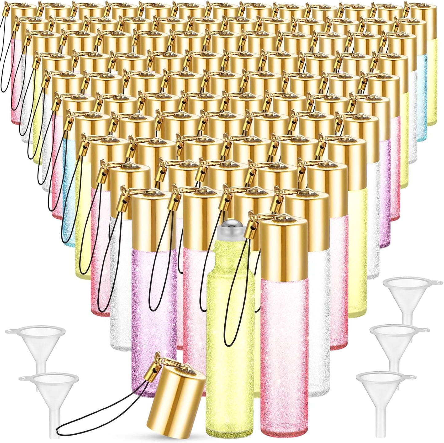 Essential Oil Roller Bottles - 150 Pcs 10 ml Glass Roll-On Bottles with Stainless Steel Balls | Leak-Proof & Travel-Friendly (Amber)