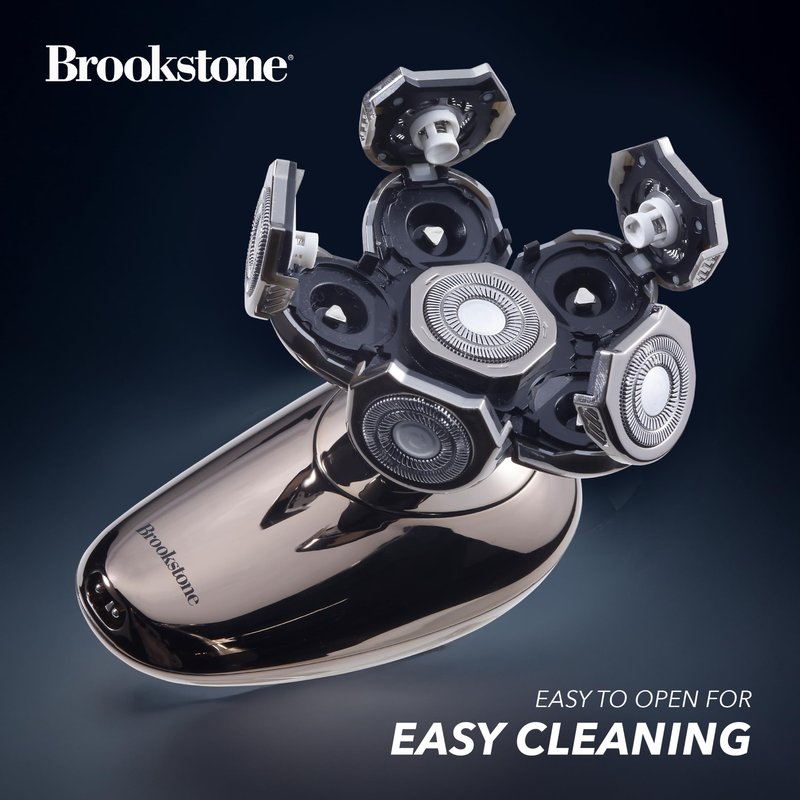 Brookstone - 6-Head Flex Shaver, Close Shave with Pivoting Heads & Rechargeable Battery for Smooth, Comfortable Grooming (Black)