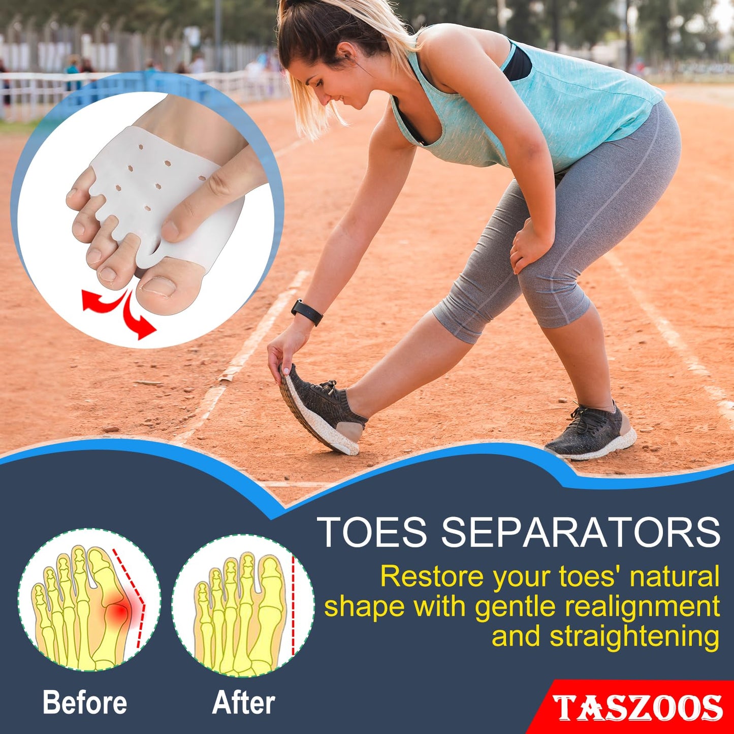 TASZOOS Toe Separators & Metatarsal Pads for Women & Men