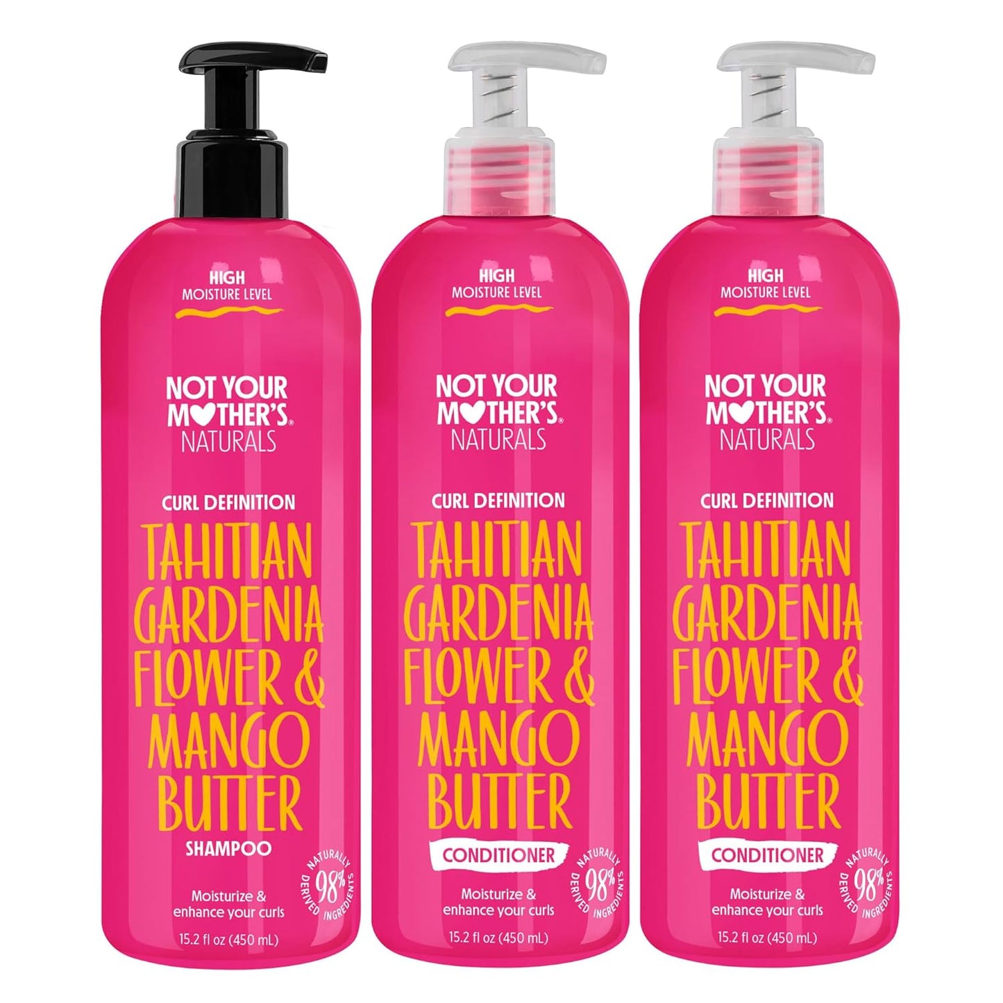 Curl Defining Shampoo and Conditioner Set - 98% Naturally Derived | 15.2 fl oz (2 Pack) for All Curl Types