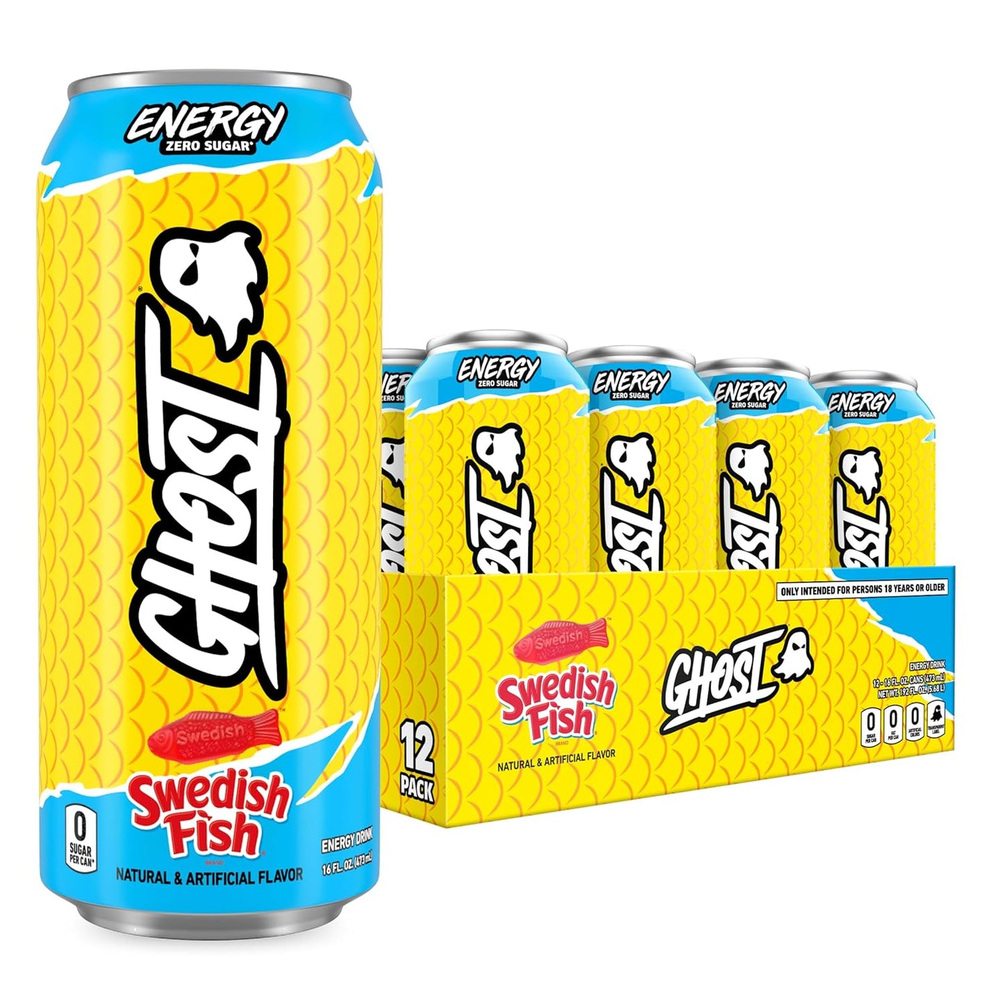 GHOST Energy Drink - 12-Pack Welch's Grape 16oz Cans | Natural Caffeine, Vegan & Gluten-Free Energy Boost