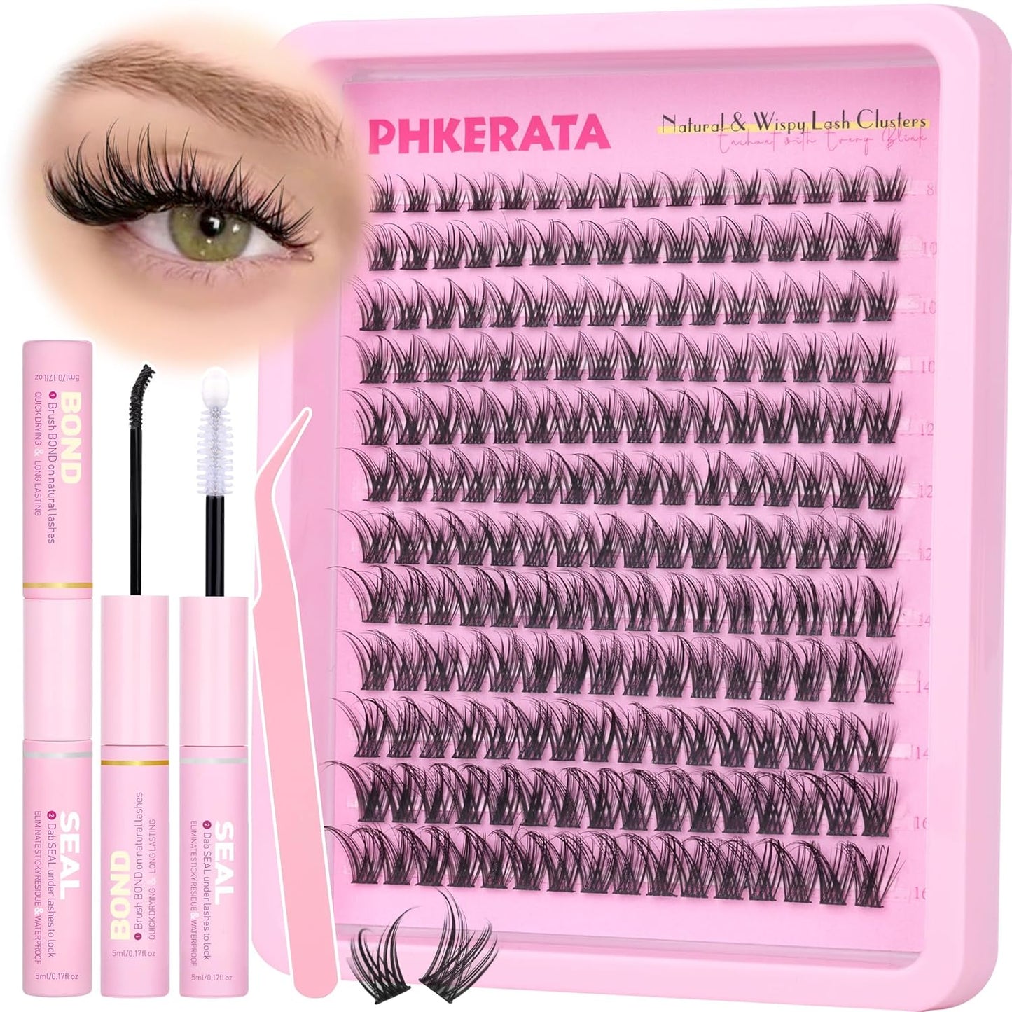 Brown Lash Clusters - Wispy C Curvature Eyelash Extensions | 110 Pcs DIY Individual Lashes, 10-16 mm