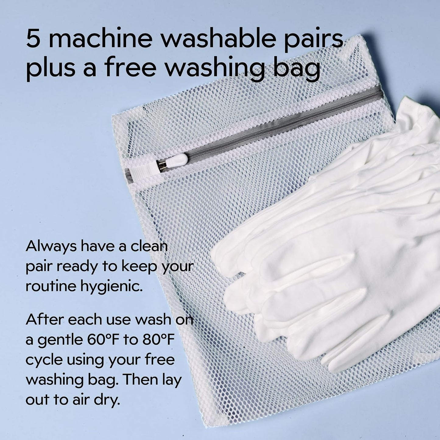 Clearbody Organics 100% Organic Cotton Gloves for Dry Hands - Breathable Eczema Moisturizing Gloves | 5 Pairs, Size M