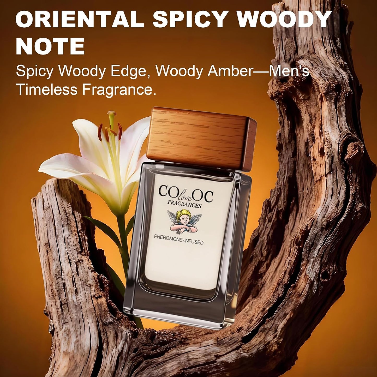 Pheromone Infused Cologne for Men - Spicy Woody Fragrance | Amber, Cinnamon, Musk & Leather - Long Lasting Perfume Gift