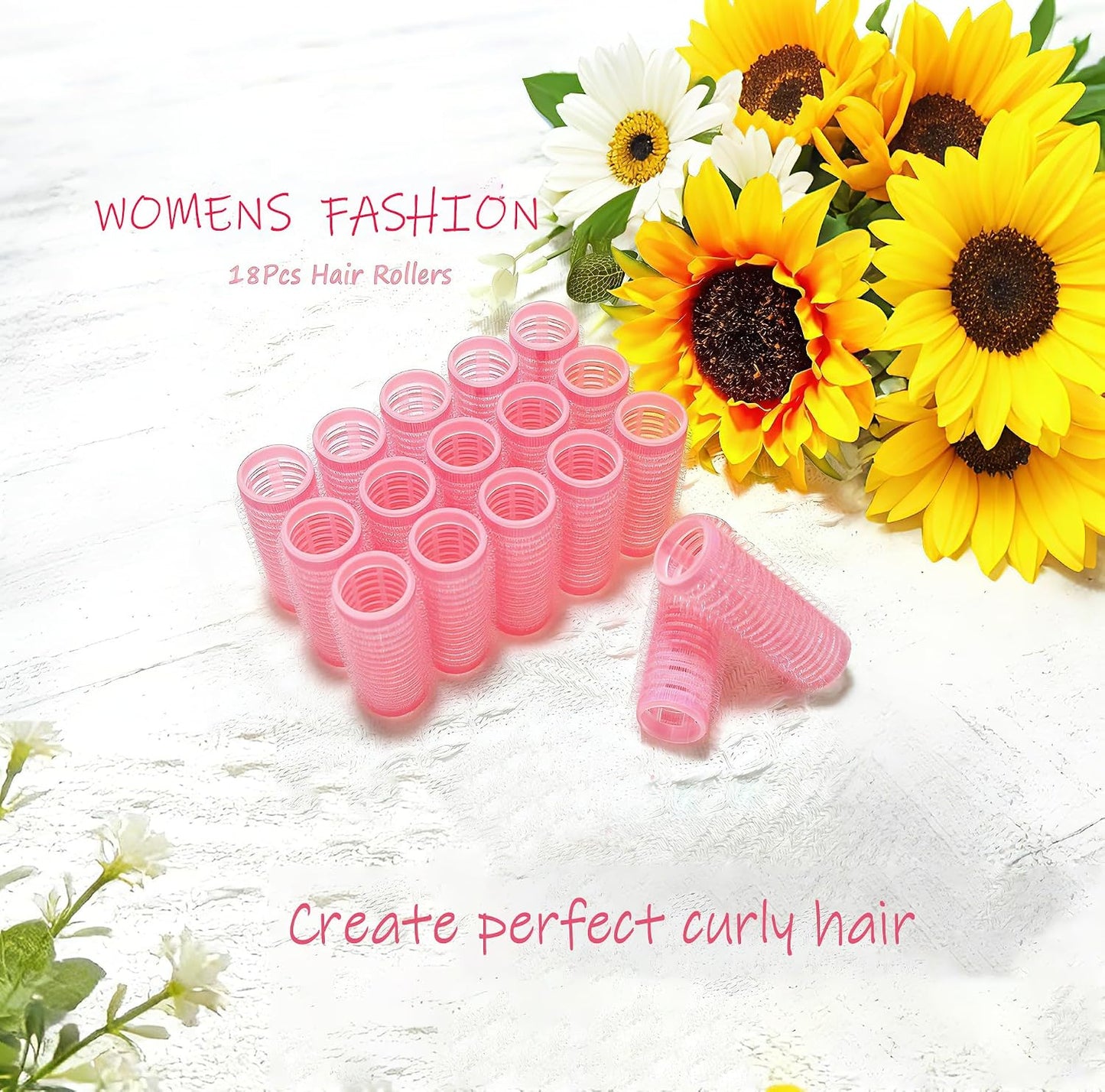 Self Grip Hair Rollers - 18Pcs Heatless Curlers for Short Fine Hair | DIY Plastic Styling Tools (0.8 x 2.4 Inch)
