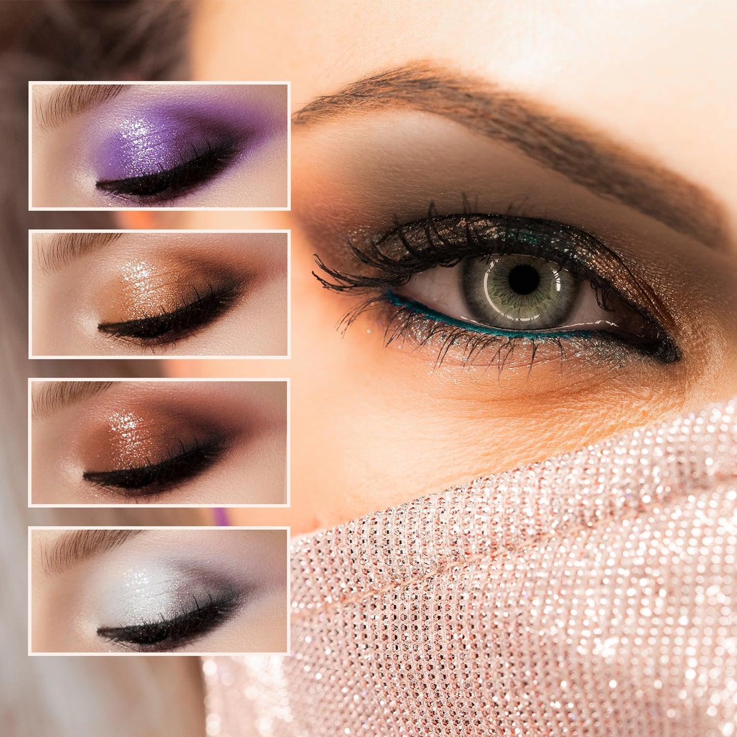 Profusion Cosmetics Sparkle Eyes Eyeshadow Palette – 16 Richly Pigmented Shades with Matte & Shimmer Finishes, Includes Primer & Blending Brush, Vegan & Cruelty-Free Makeup