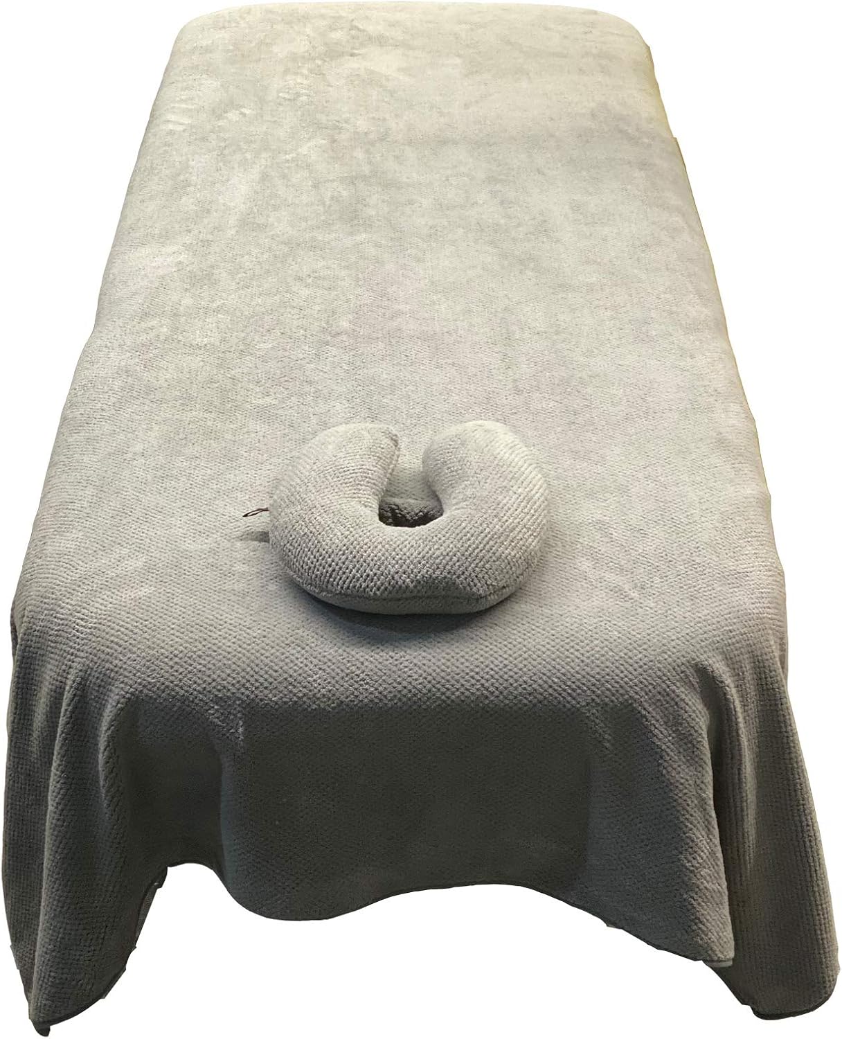 Professional Massage Linens - Soft Spa Sheet Set for Salon Tables | Gray with Face Pillow Hole