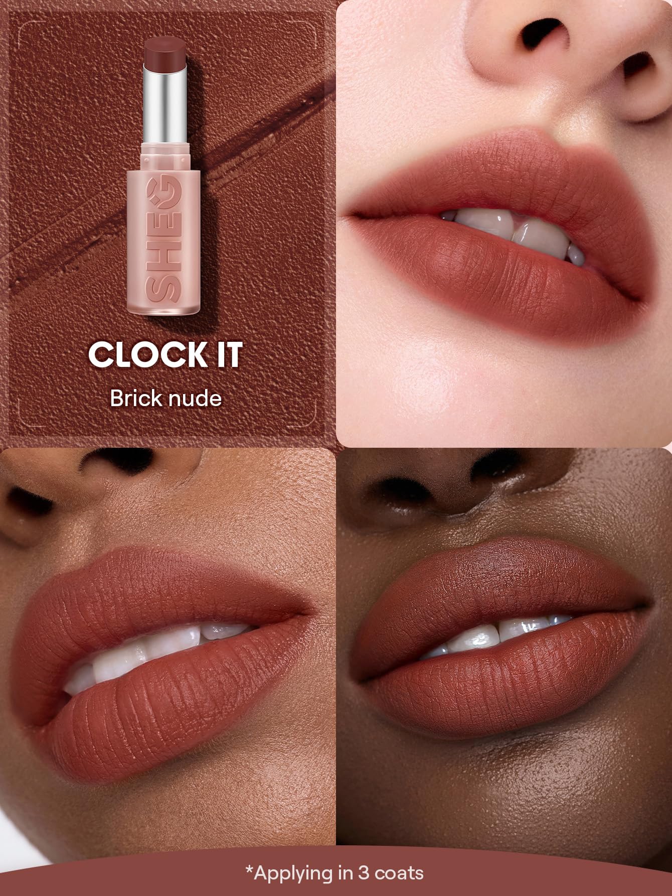 SHEGLAM Lip Veil Cushion Lightweight Lipstick Matte Soft High Pigmented Long-Lasting Lipstick-Clock It