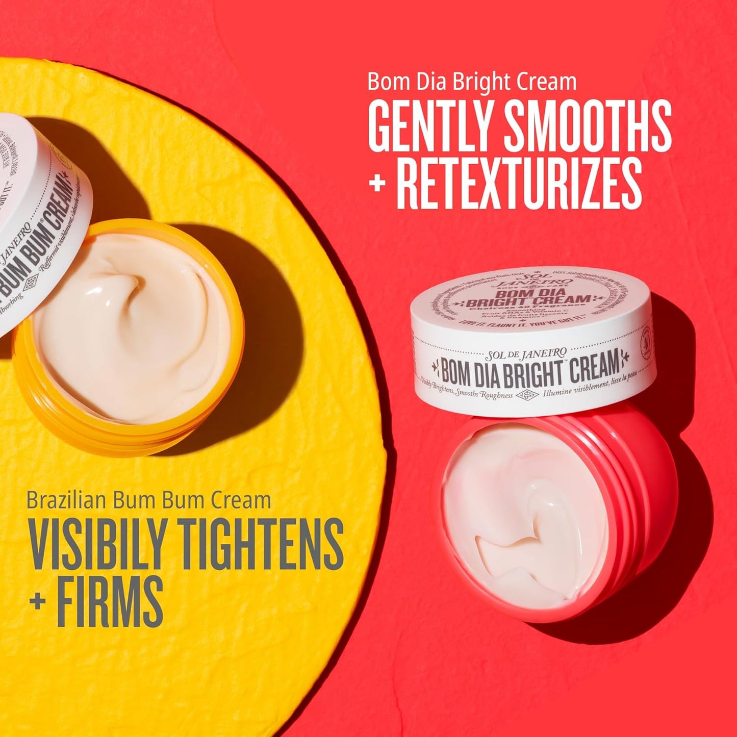 Mini Body Cream Trial Set | Brazilian Bum Bum Cream & Bom Dia Bright Cream - 2 Piece Travel Size 25 mL