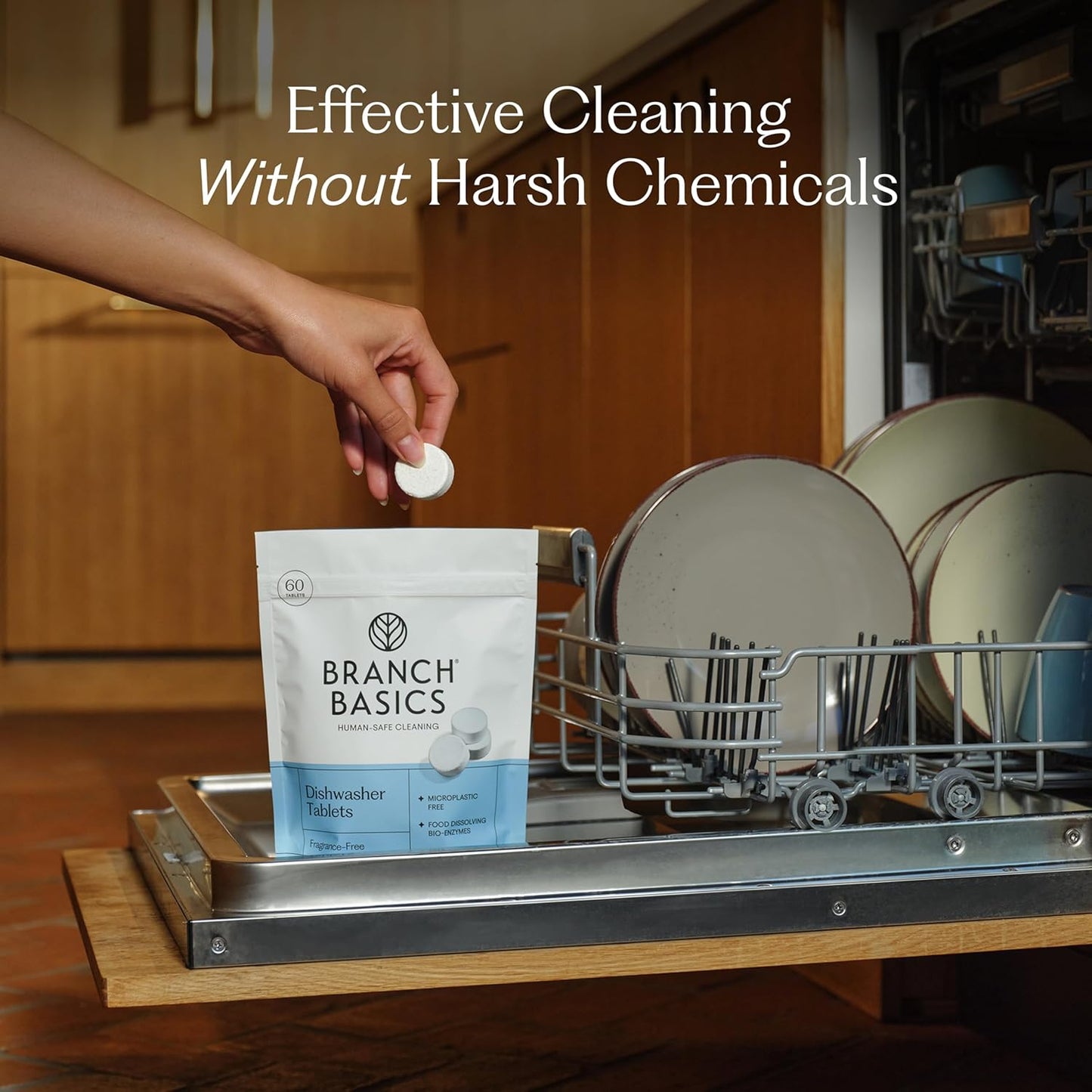 Dishwasher Tablets - 60 Ct Plastic-Free Pods | Fragrance-Free & Human-Safe Cleaning Power
