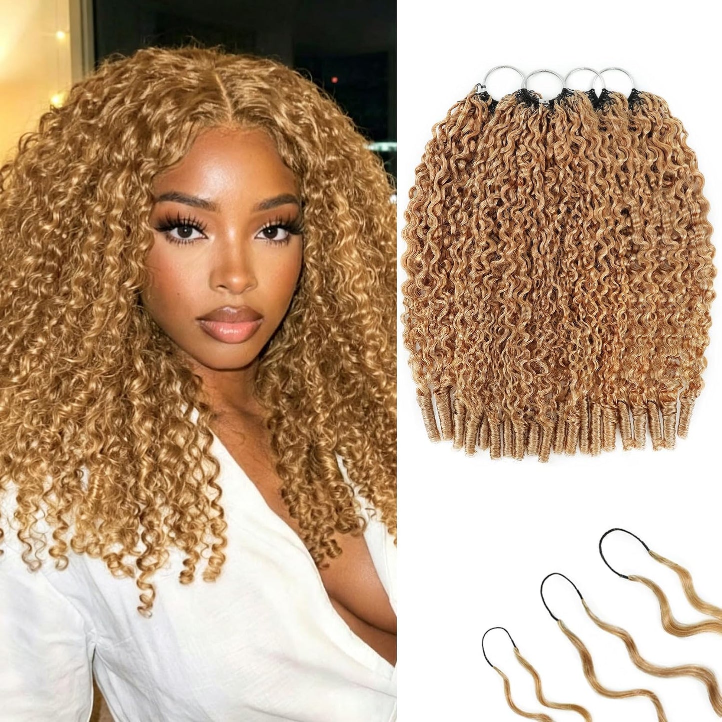 Burmese Curly Crochet Hair - 16 Inch 120g Pre-Separated Human Hair Bundles for Black Women | Natural Black