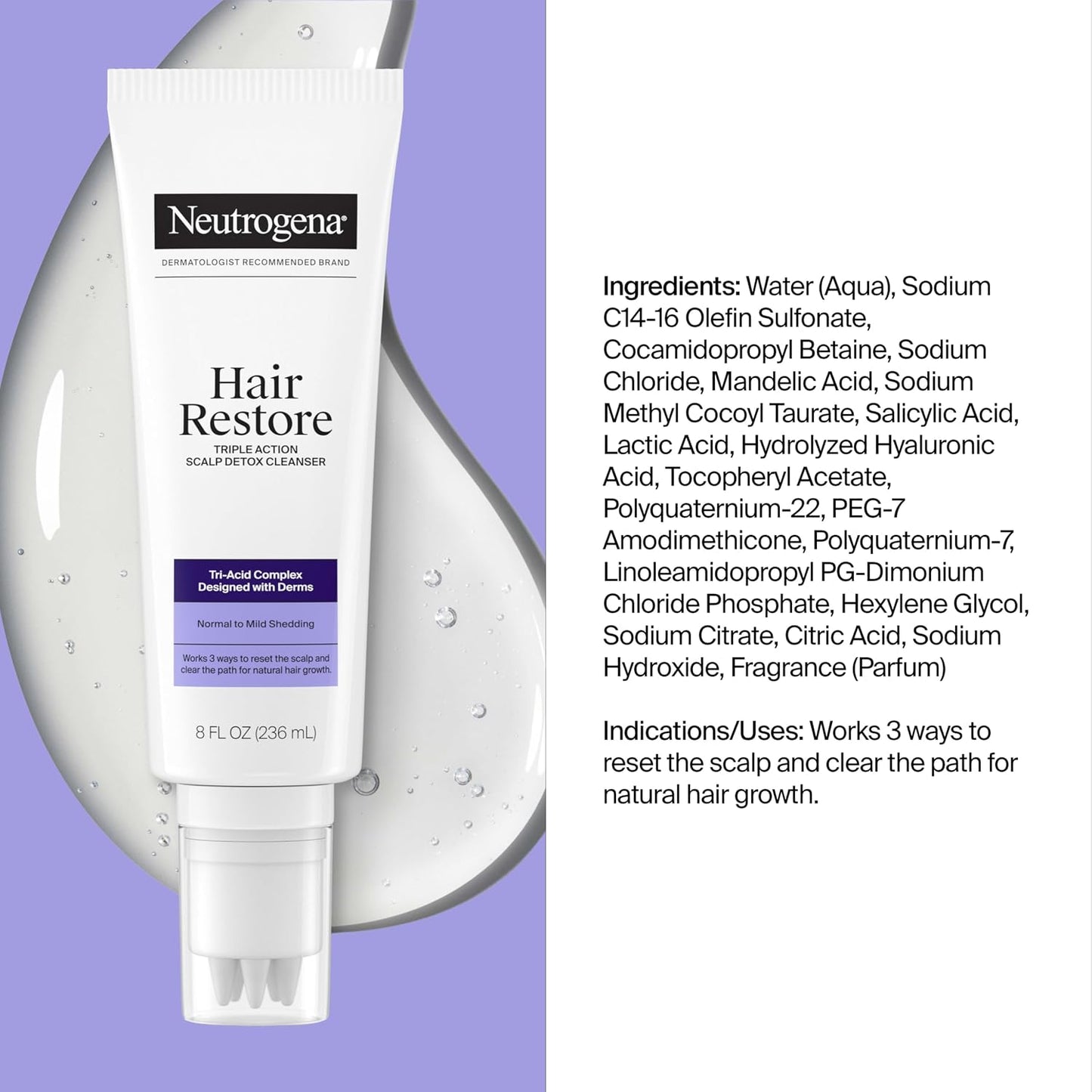 Neutrogena Hair Restore Scalp Detox Cleanser - Triple Action Formula | 8 Fl Oz