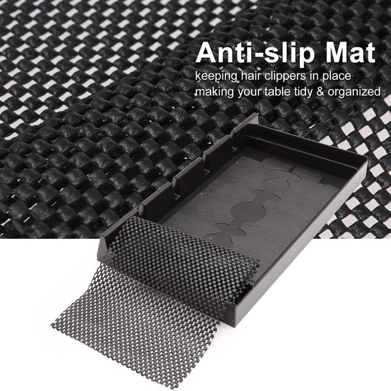 ZIBARBER Barber Clipper Tray Organizer, Trimmer, Corded Clippers Holder for Hairdresser, Salon Station Haircut Tools Keeper with Anti-Slip Mat - 15.7" L x 8.9" (Rectangle)
