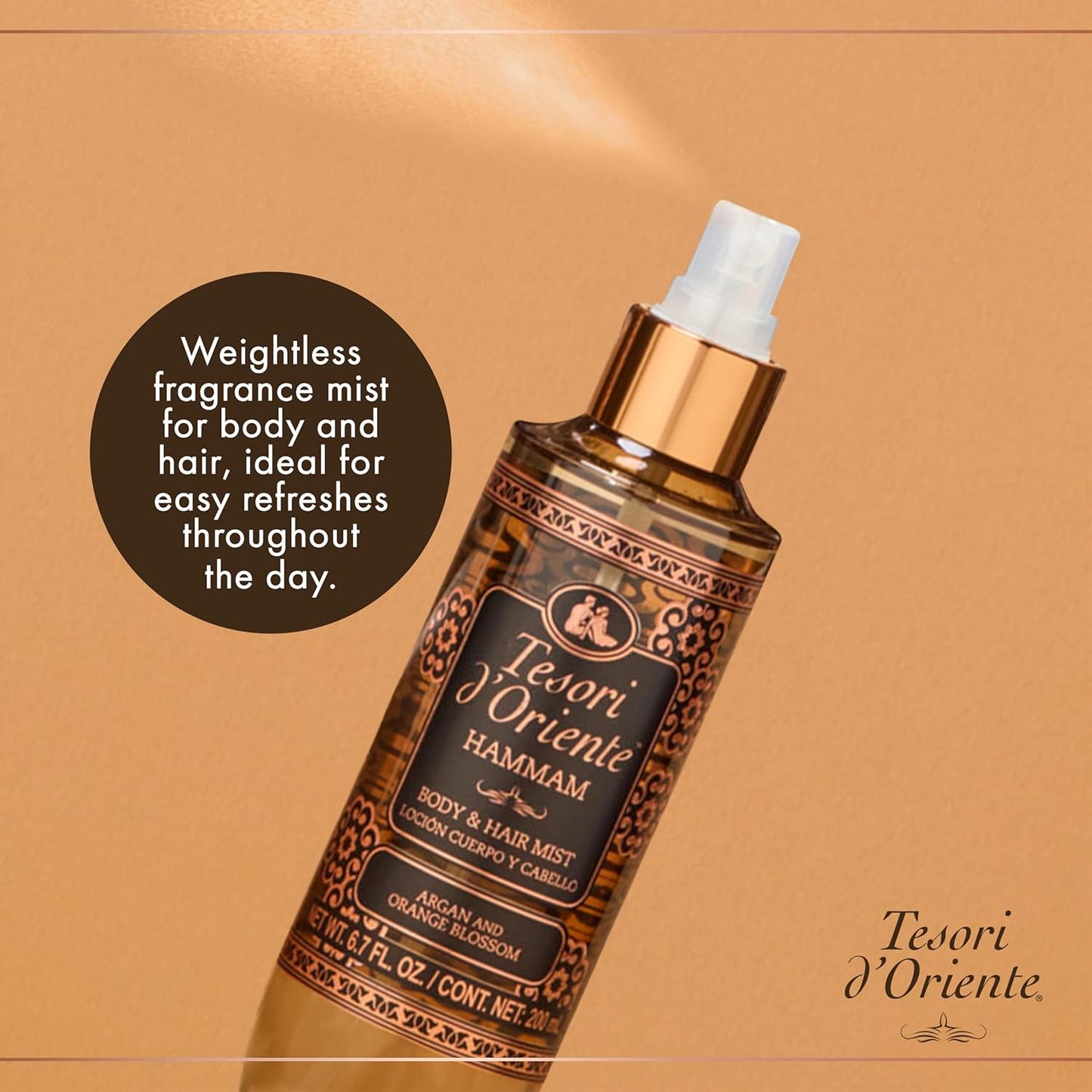 Hammam Hair & Body Mist - Warm Floral Citrus Scent with Orange Blossom & Argan Extract | 6.7 fl oz