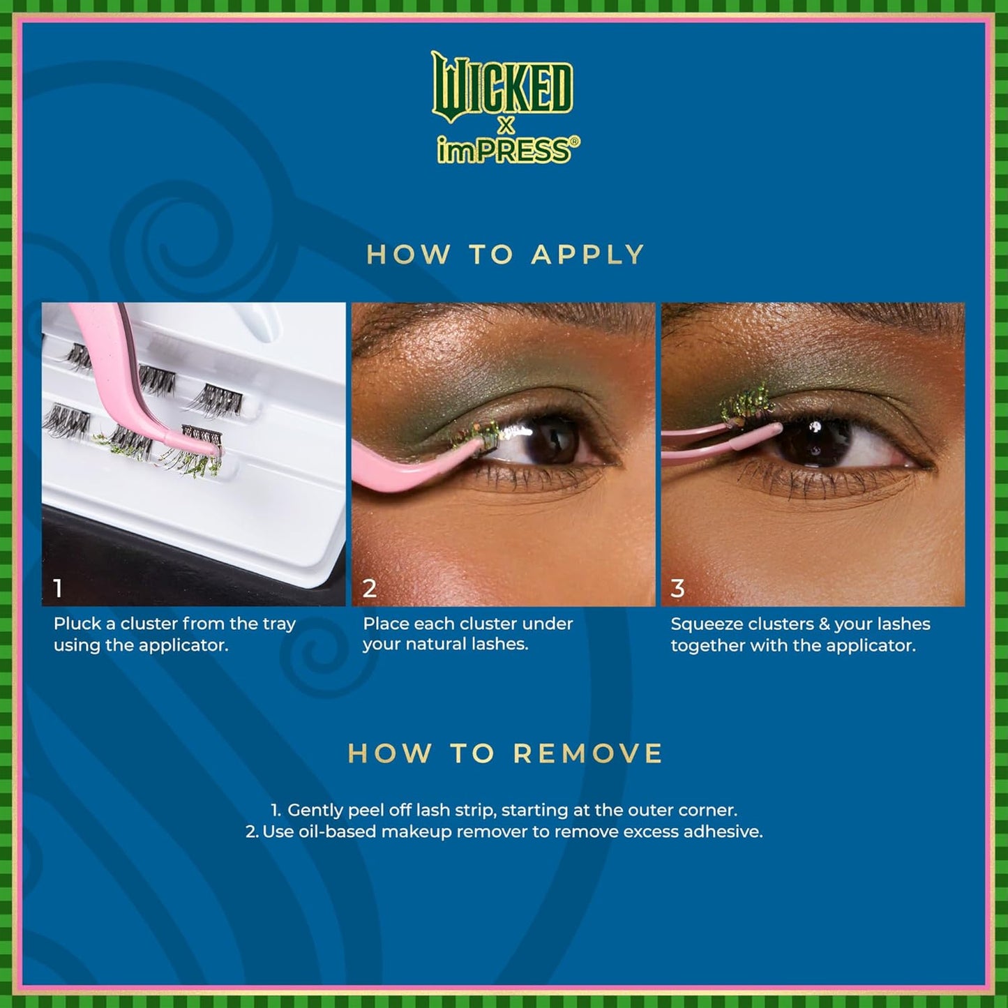 WICKED X Press On Eyelashes - Fantabulous Purple Glitter, Medium Volume 8mm-10mm | 12 Lash Clusters & Applicator