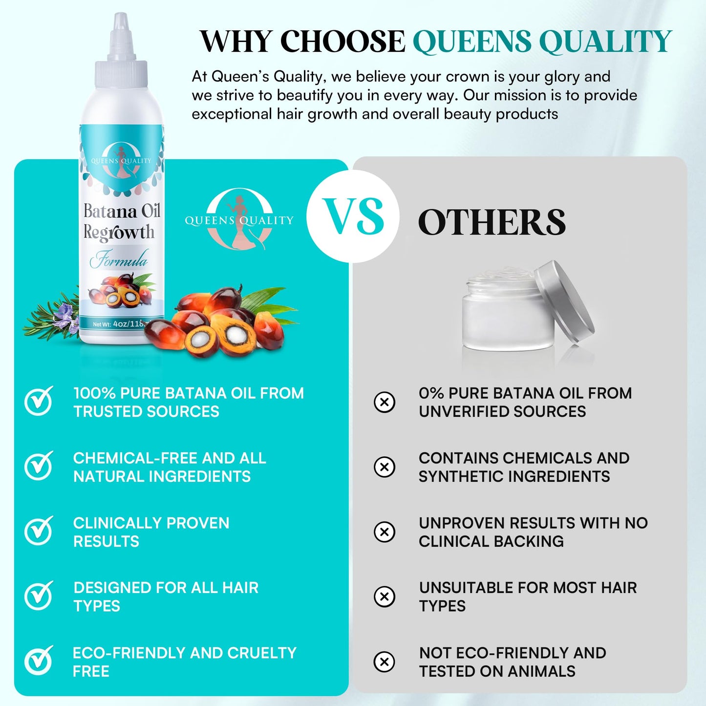 Batana Oil Hair Growth Formula – 100% Unrefined Natural Treatment with Potent Blended Oils – Promotes Thicker Hair, Reduces Thinning & Repairs Scalp Damage – 4oz”