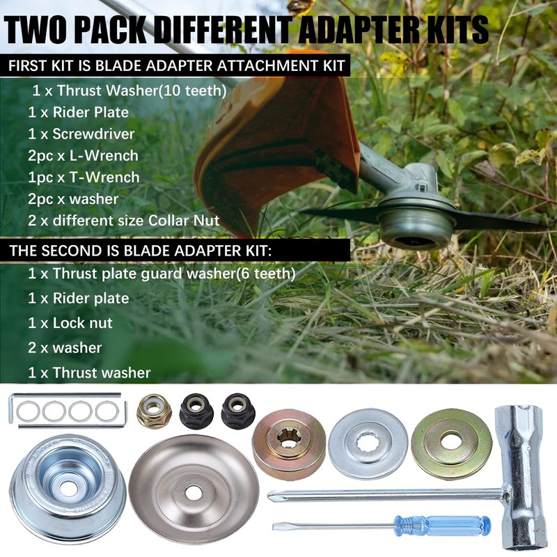 9"x20T Brush Blades Carbon Steel Round Chainsaw,10" x 80T Carbide Tip Brush Blades,10" x 3 Teeth Carbon Steel Brush Cutter Blades with Universal Adapter Kit Compatible with Cutter, Trimmer, Weed Eater