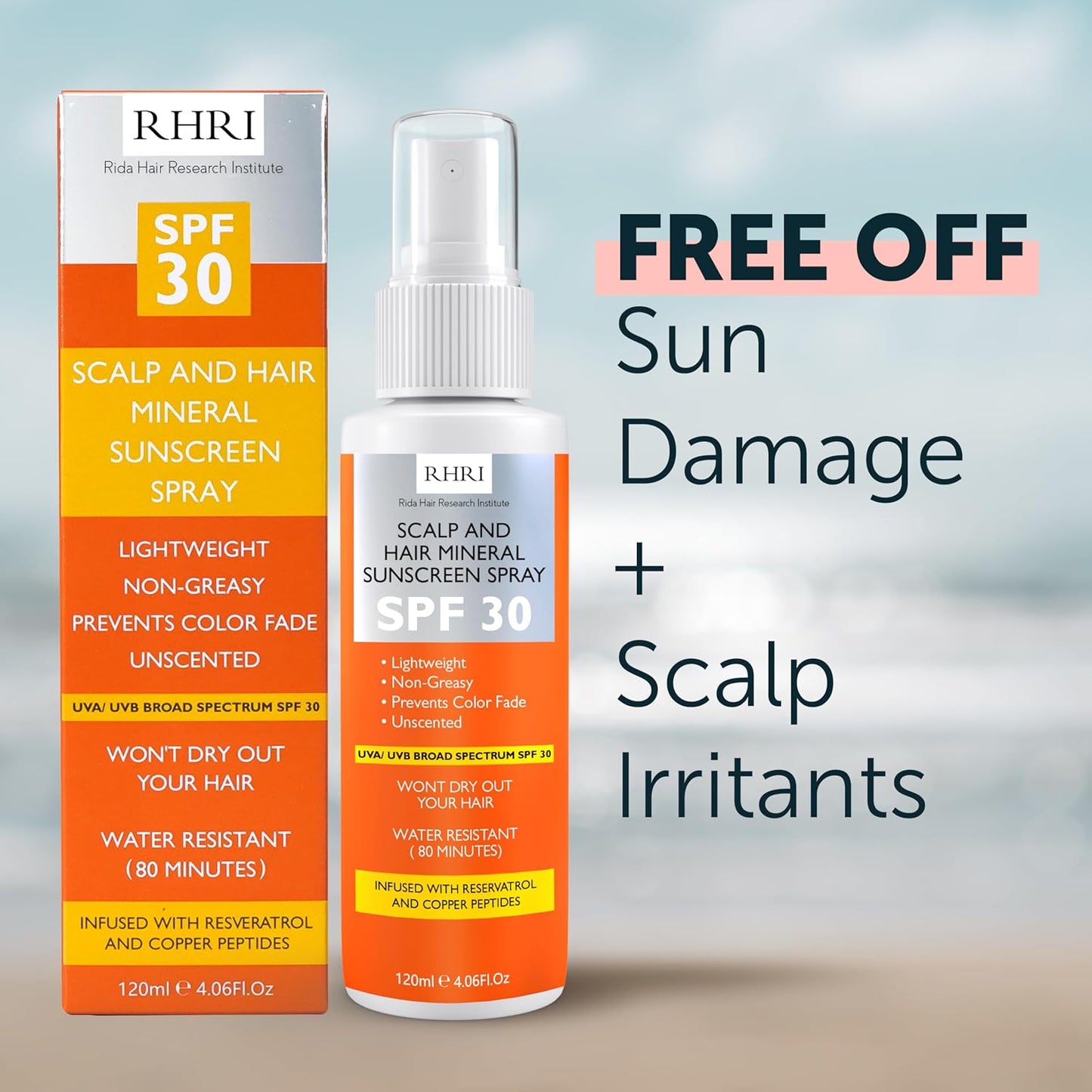 Hair Sunscreen Spray SPF 30 - Non-Greasy Scalp Protection | Prevent Color Fade & Dryness | 4 oz Beach Sunblock
