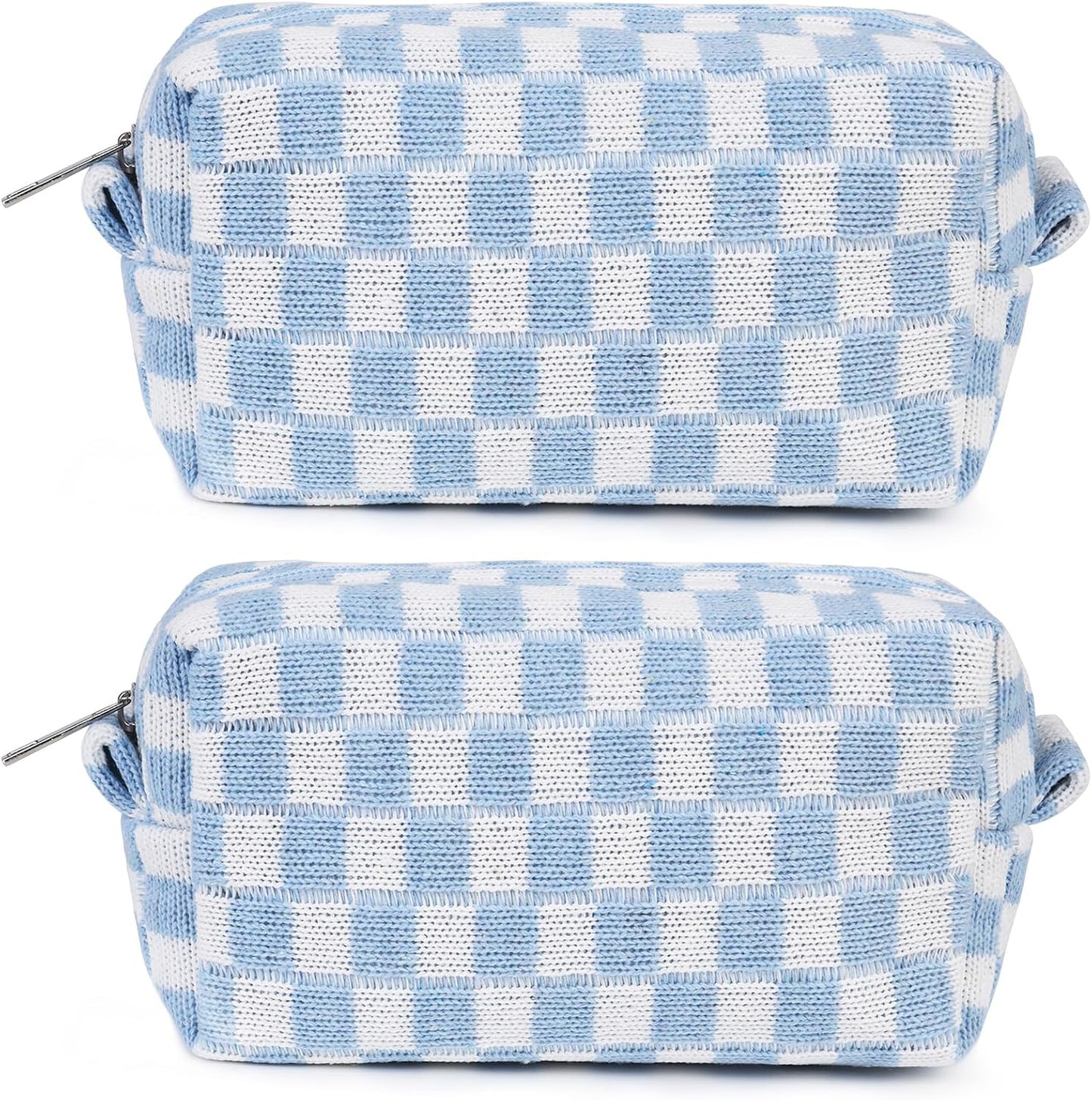 Bridesmaid Proposal Gifts - 6PCS Corduroy Blue Makeup Bags | Wedding Party Favors & Toiletry Organizers