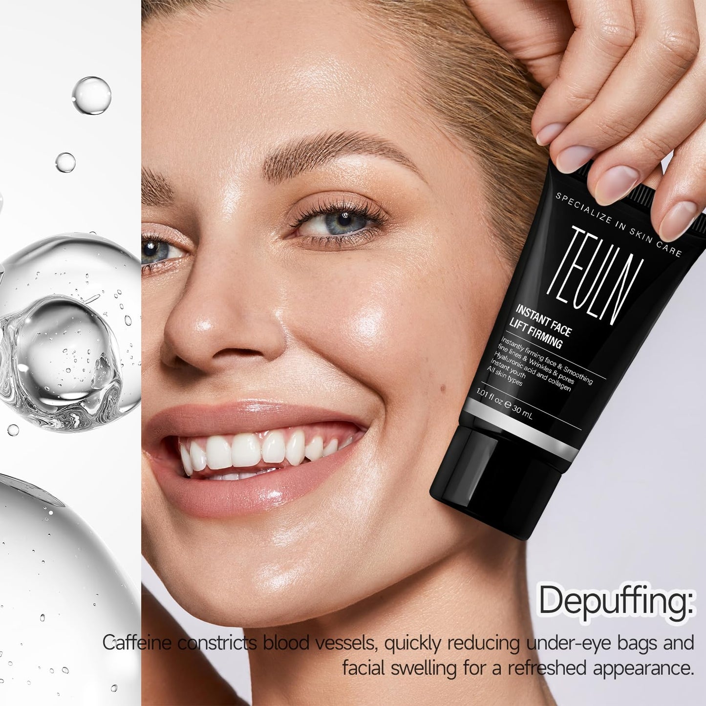 TEULN PDRN Instant Face Lift Cream,Instant Face Tightener, Smoothing Fine Lines, Wrinkles and Pores,Face Tightening and Lifting，Rapidly Improves the Look of Aged Skin for Women & Men
