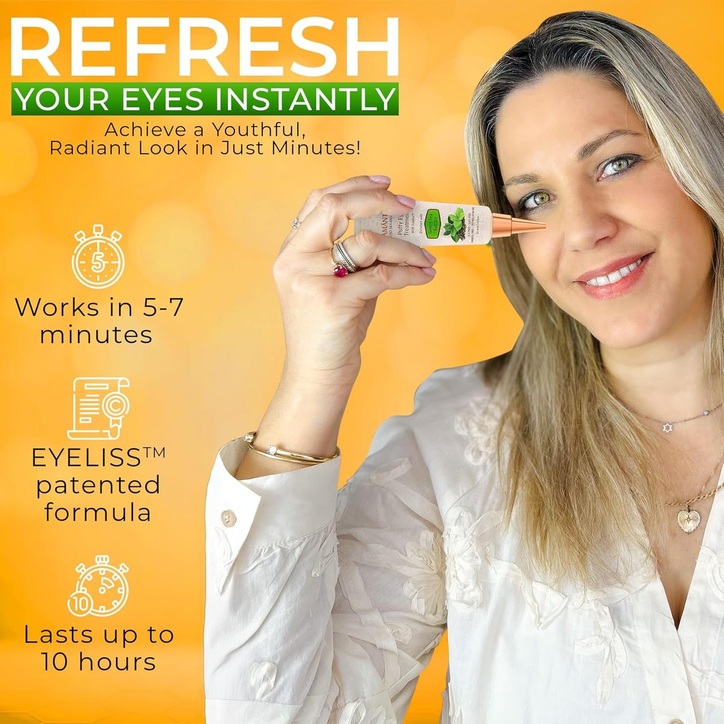 Puffy Eye Treatment - Instant Wrinkle & Puffiness Relief | Hydrating Eye Cream with Green Tea Extract & Dead Sea Minerals - 0.8 fl. oz.