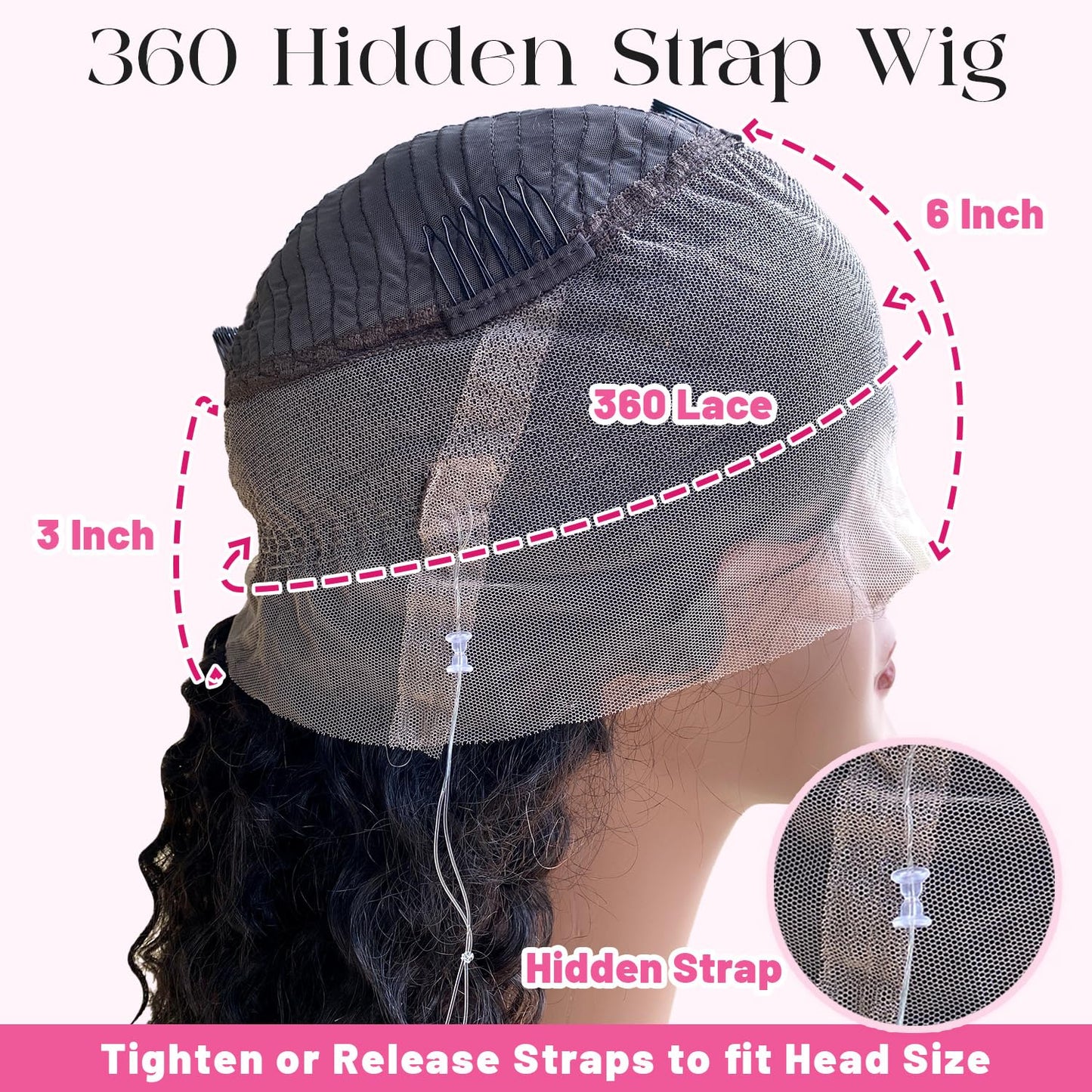 360 Glueless Human Hair Wigs - 20 Inch Pre-Plucked Water Wave with Drawstring | 200 Density HD Full Lace