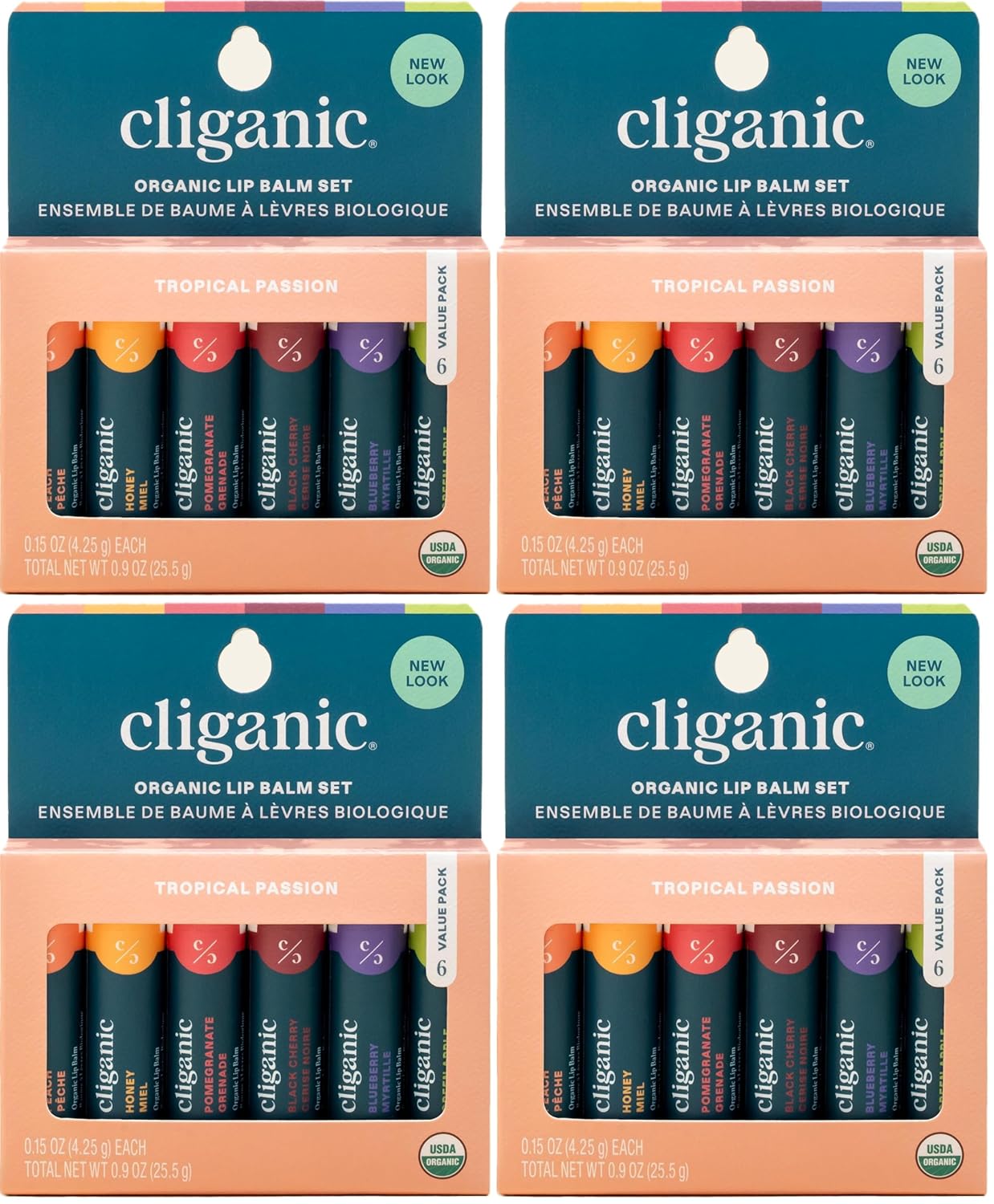 Organic Lip Balm Set - 6 Flavors of 100% Natural Hydrating Moisturizers | Perfect Gift for Dry Cracked Lips