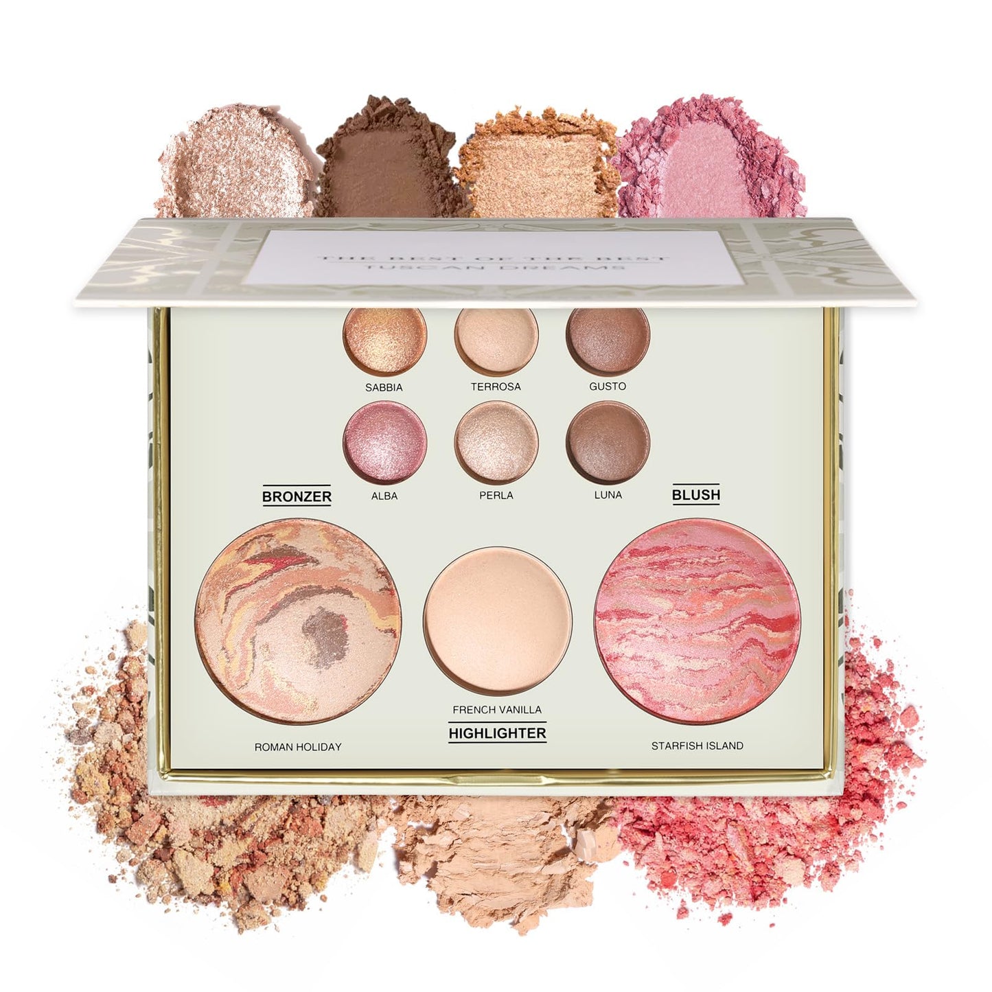 All in One Baked Makeup Face Palette, Includes 6 Eyeshadows, Bronzer, Blush, and Highlighter, Blush and Bronzer Palette, Shimmer & Matte Shades, Long-Lasting Pigmented Powder, Full Size Makeup Set