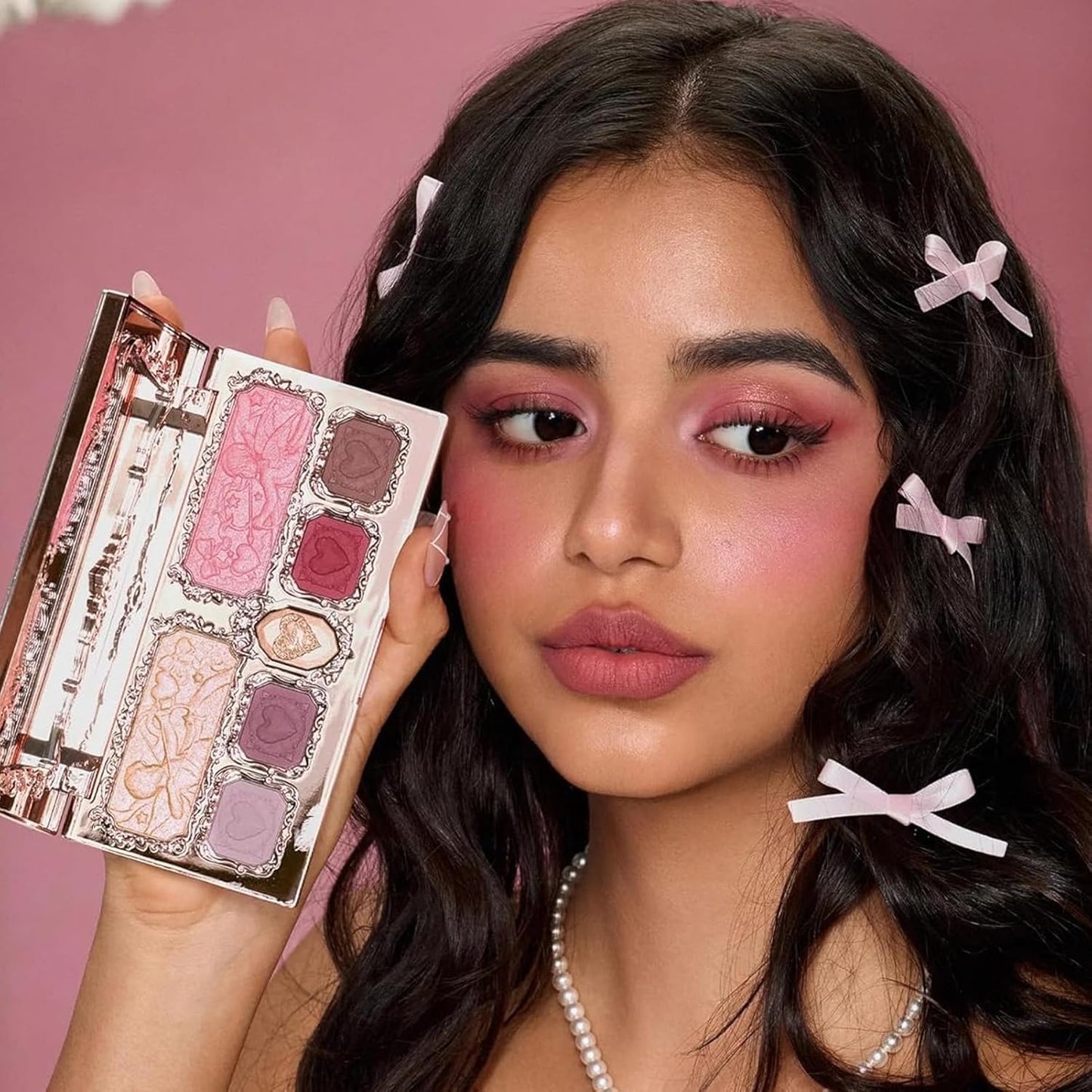 Strawberry Cupid Makeup Palette - 5 Matte & 2 Shimmer Shades | Blendable Pink Face Makeup, 0.49 Oz